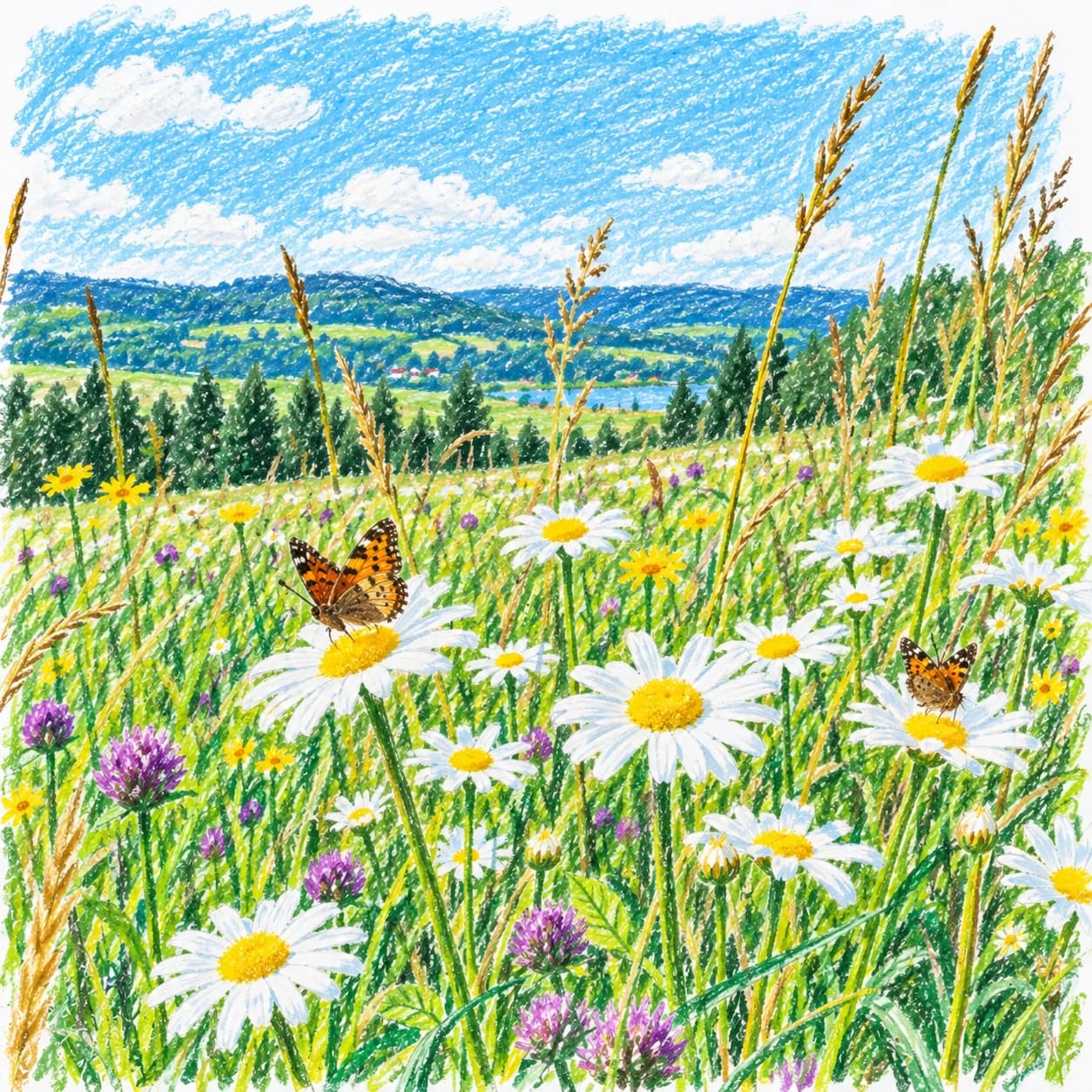 Modèle colorié: Coloriage de marguerites