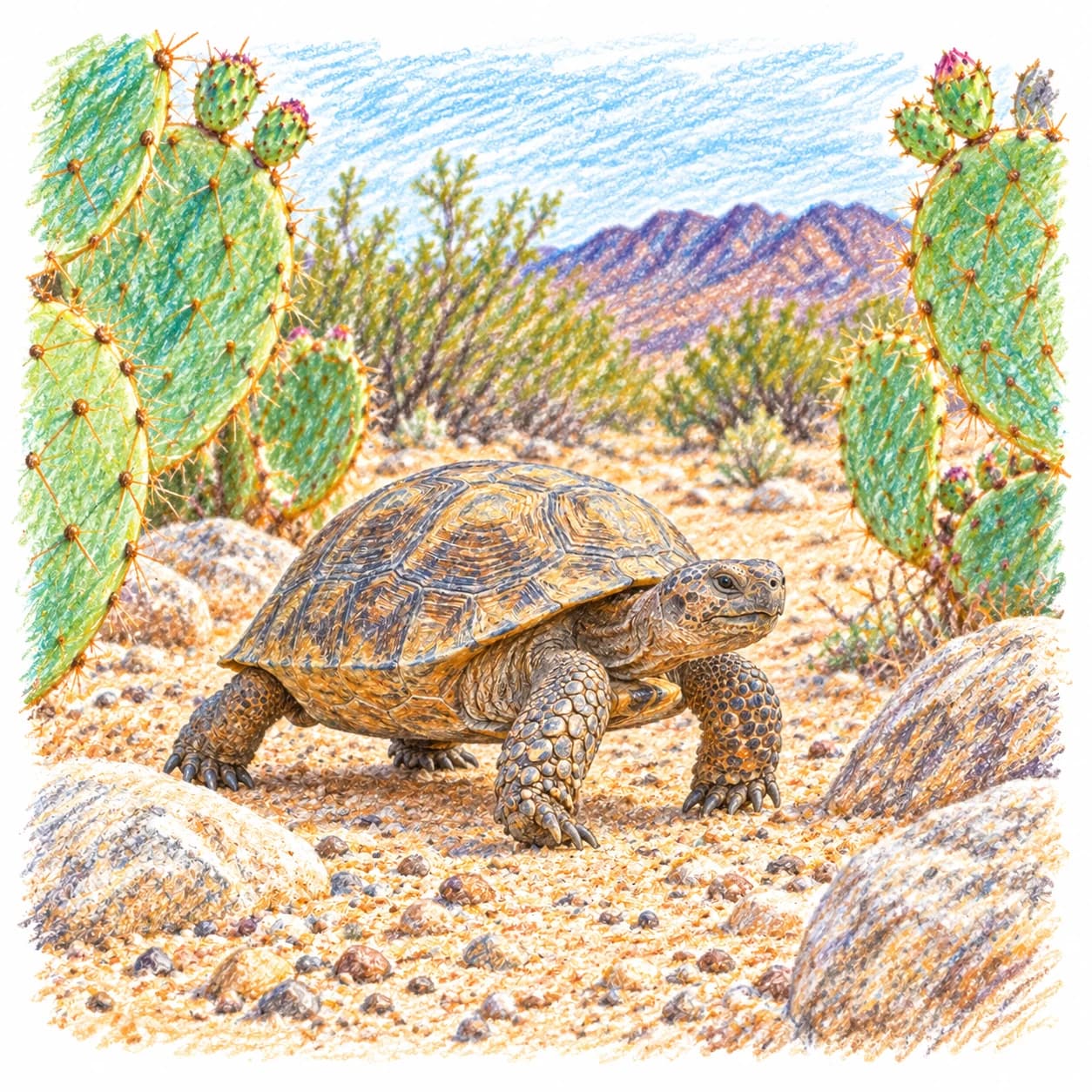 Modèle colorié: Coloriage de tortue du désert