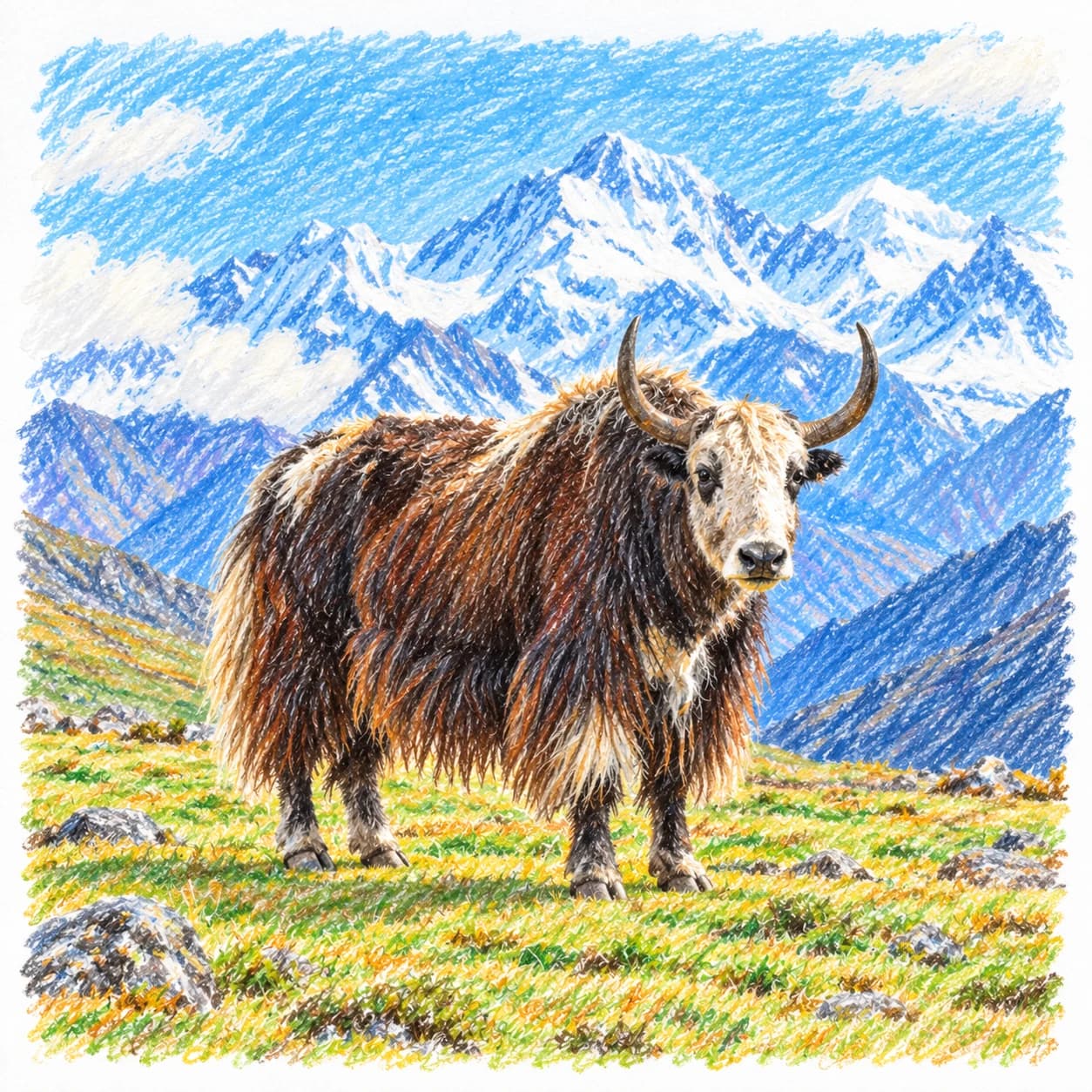 Modèle colorié: Coloriage de yak