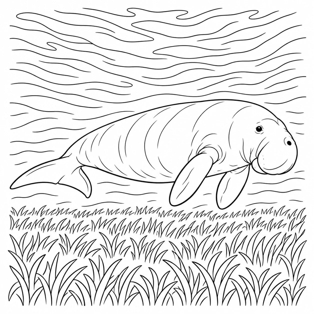 Colorear: Dibujo de dugongo para colorear