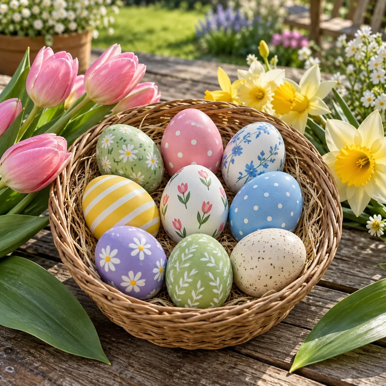 Photo réaliste: Coloriage d'œufs de Pâques décorés