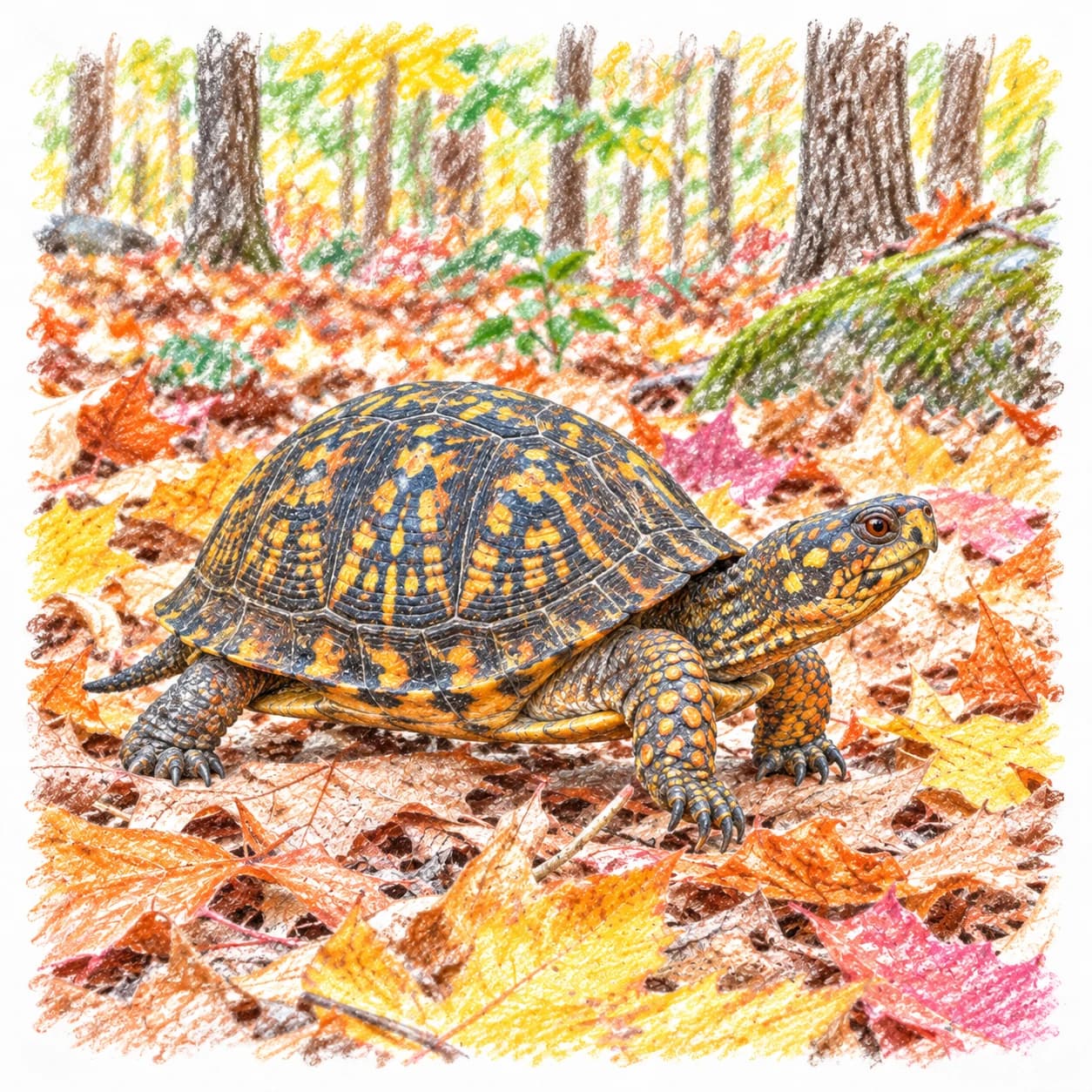 Modèle colorié: Coloriage de tortue-boîte