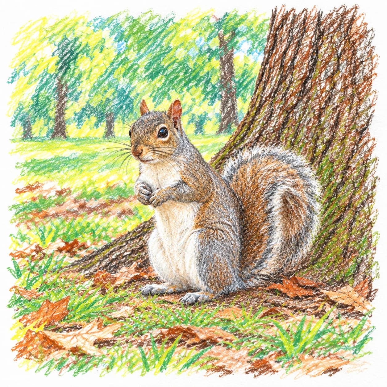 Modelo coloreado: Dibujo de ardilla gris para colorear