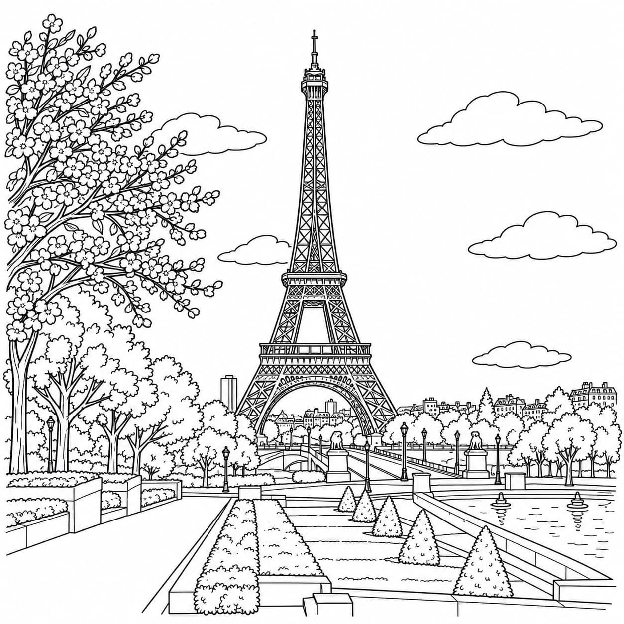 Coloring: Eiffel Tower coloring page