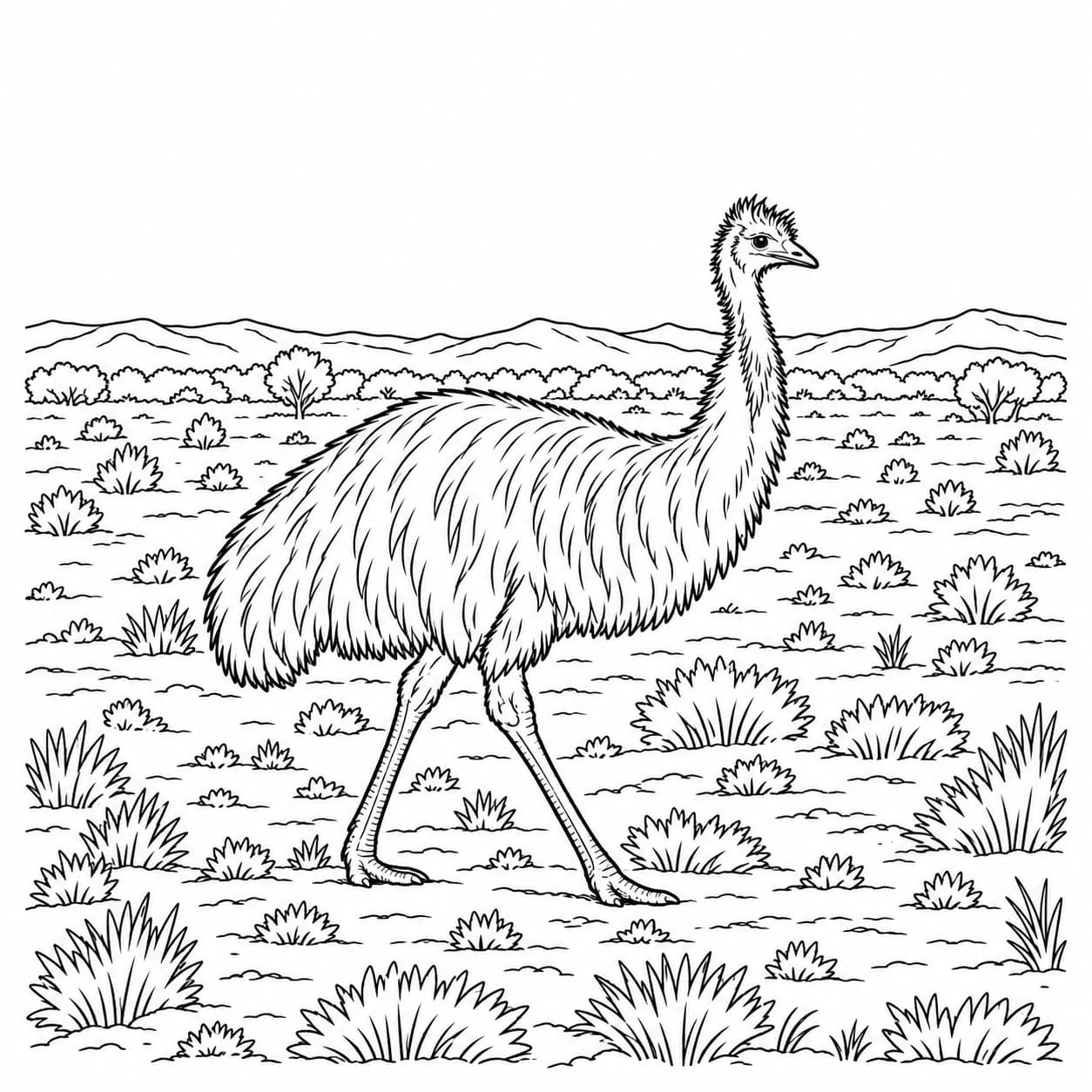 Coloriage: Coloriage d'émeu