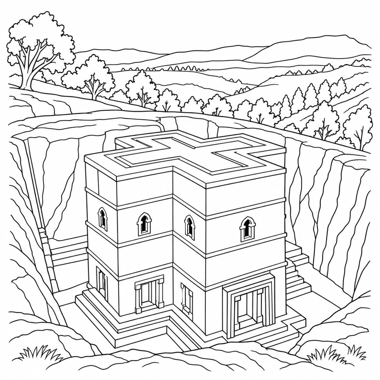 Coloring: Ethiopia coloring page: Lalibela rock church