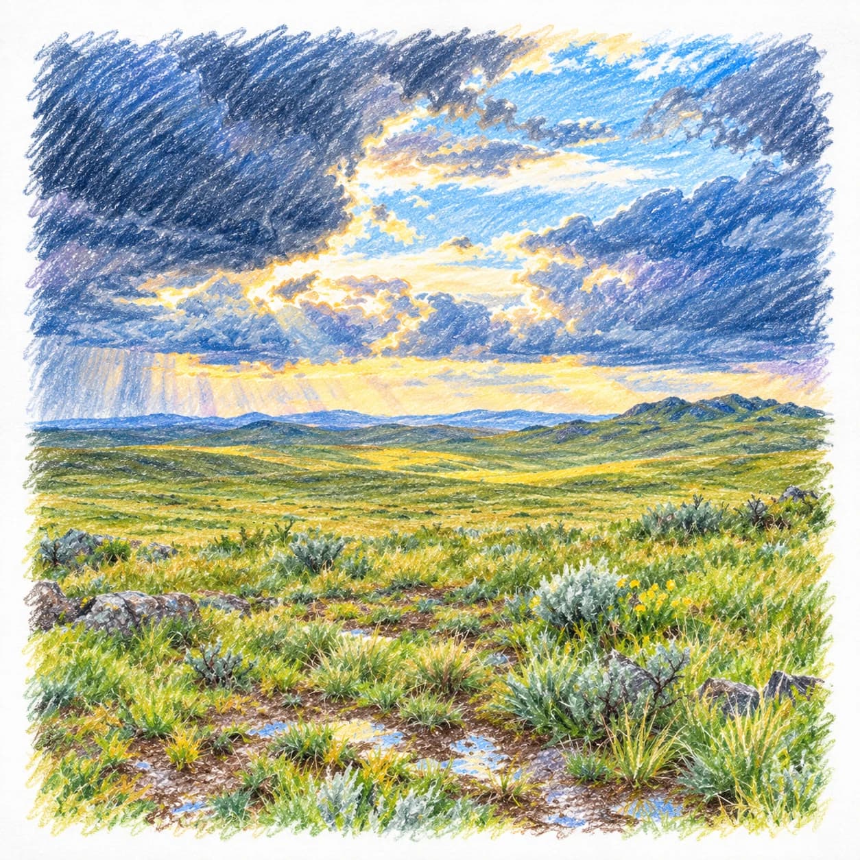 Colored model: Eurasian steppe clearing storm coloring page