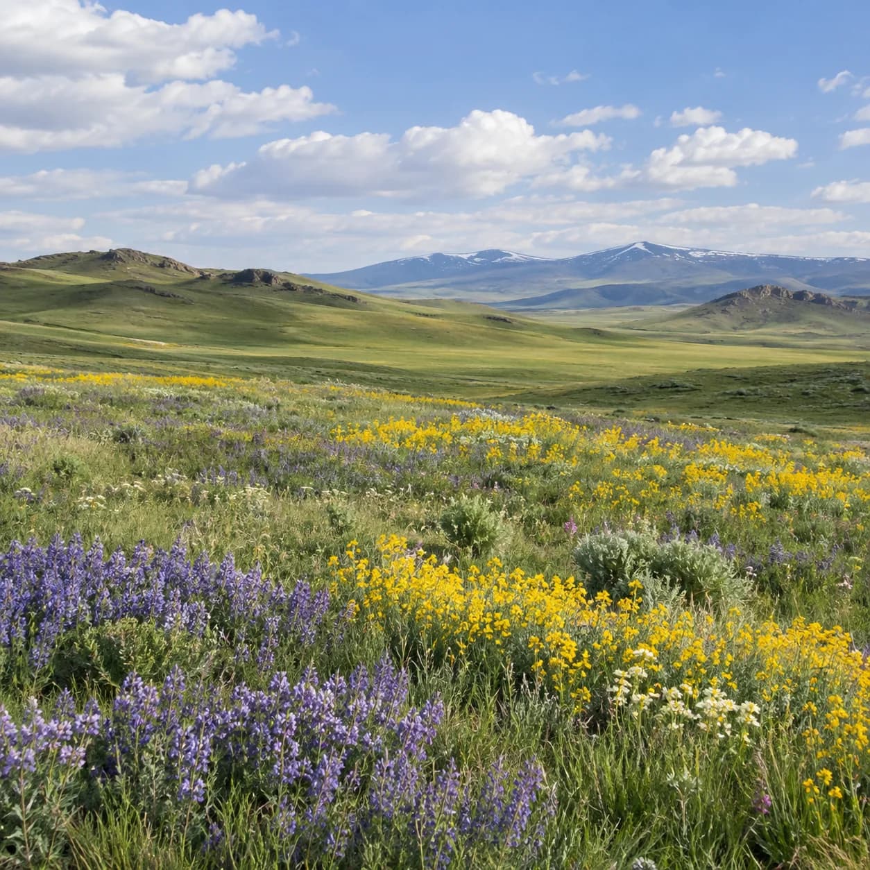 Photo réaliste: Coloriage de la steppe eurasienne : fleurs de saison