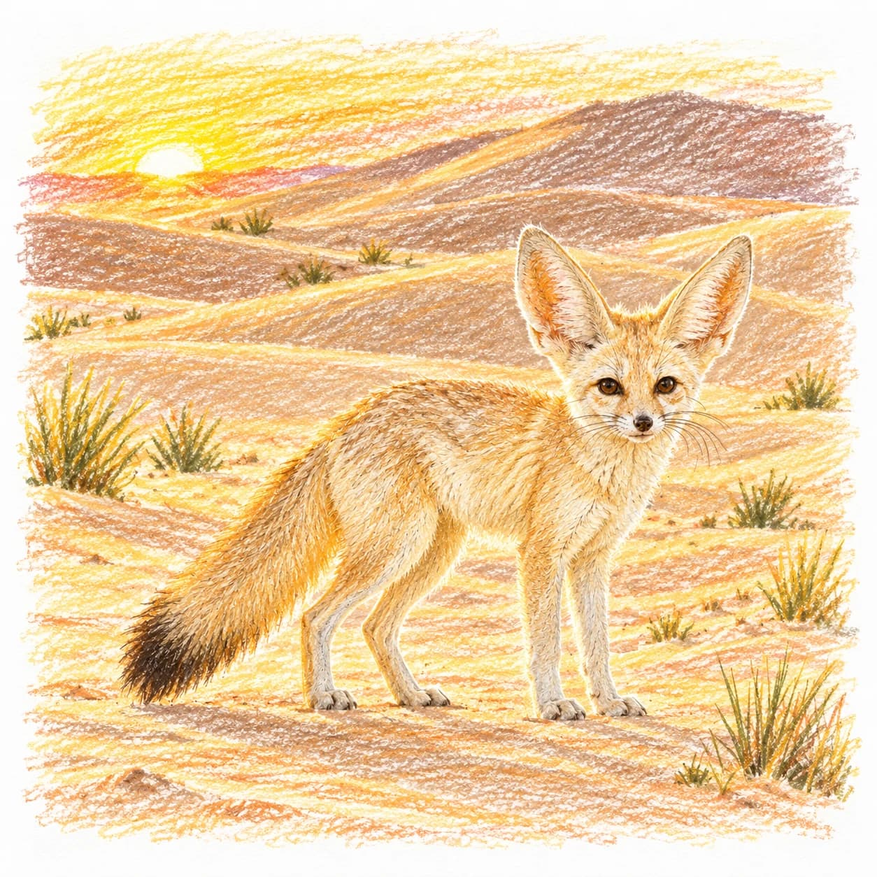 Modèle colorié: Coloriage de fennec