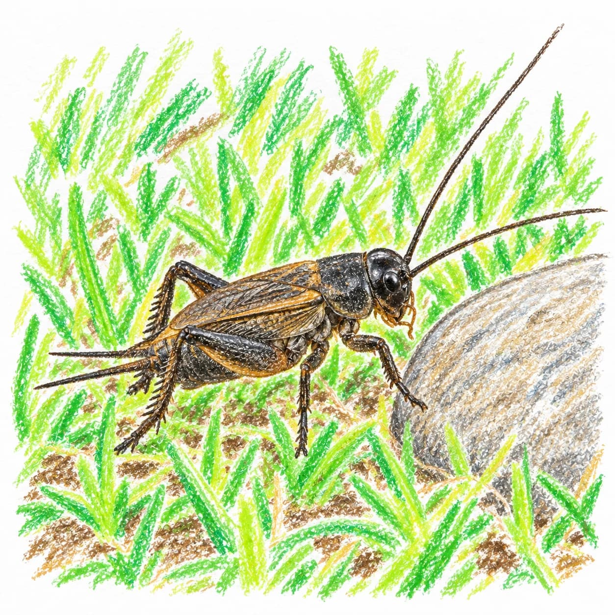 Modèle colorié: Coloriage de grillon champêtre