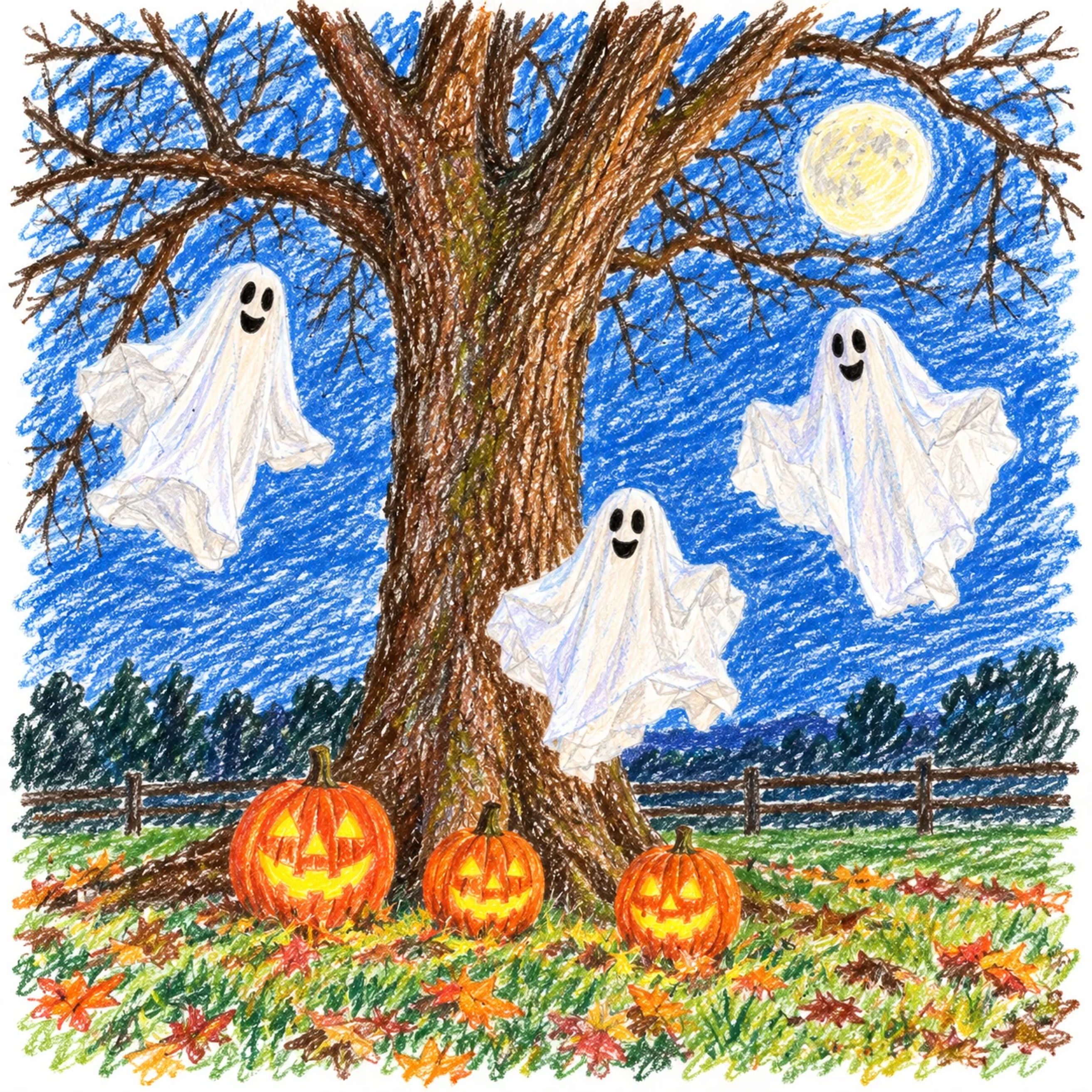 Colored model: Friendly ghosts dot to dot printable