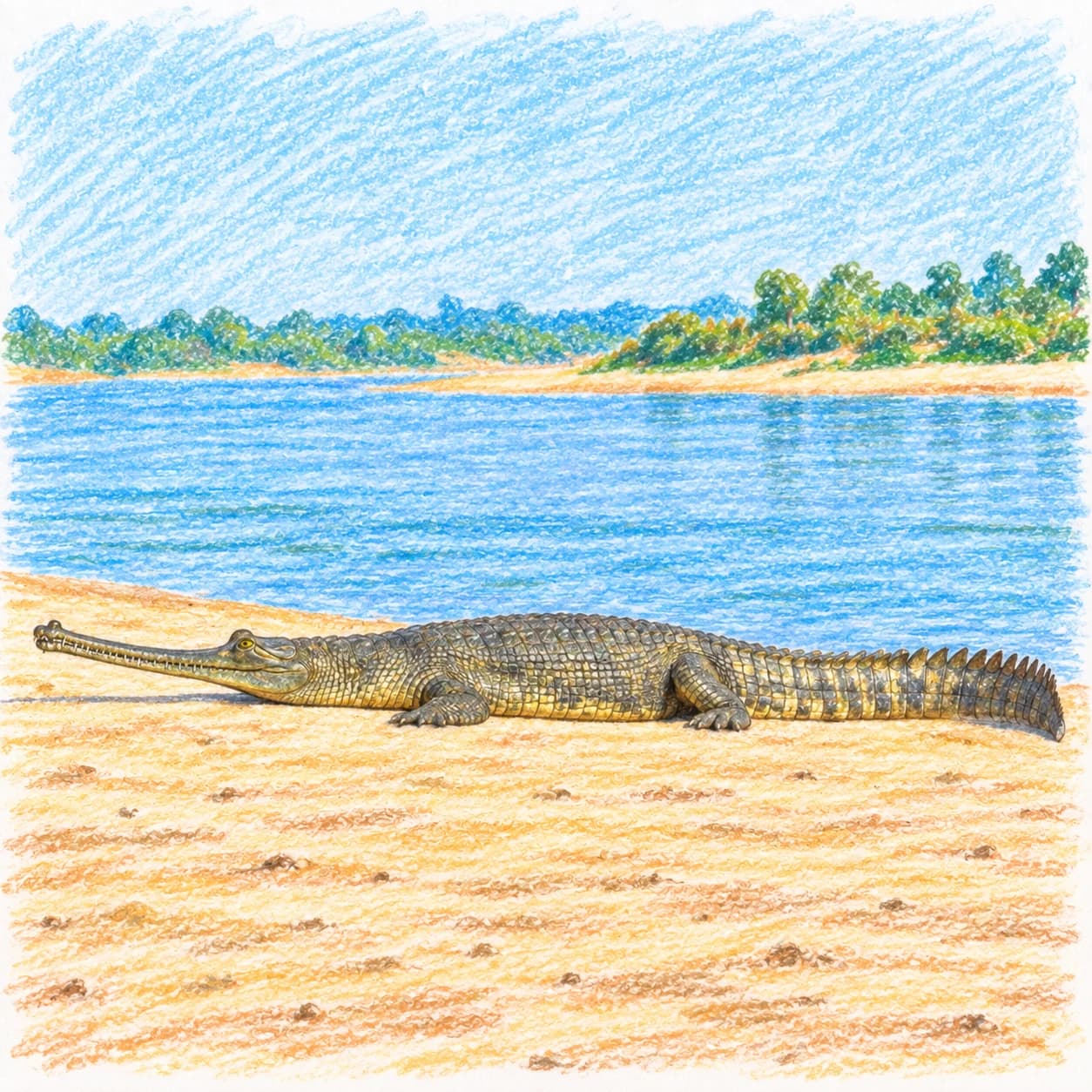 Modelo coloreado: Dibujo de gavial para colorear