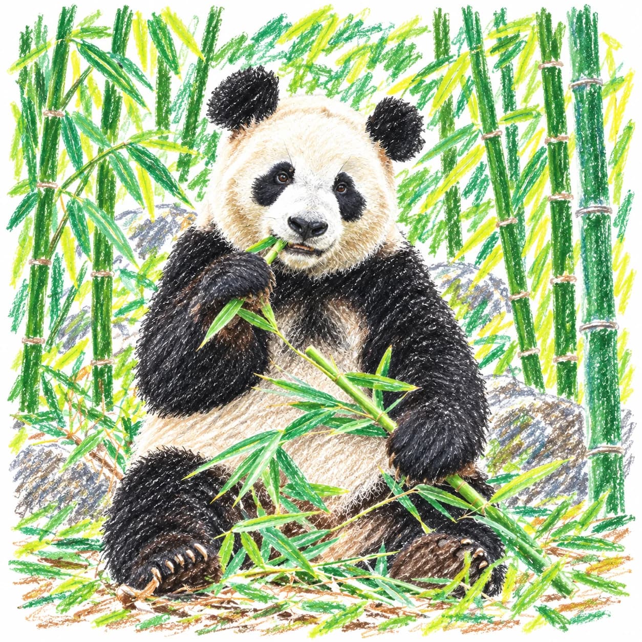 Colored model: Giant panda coloring page