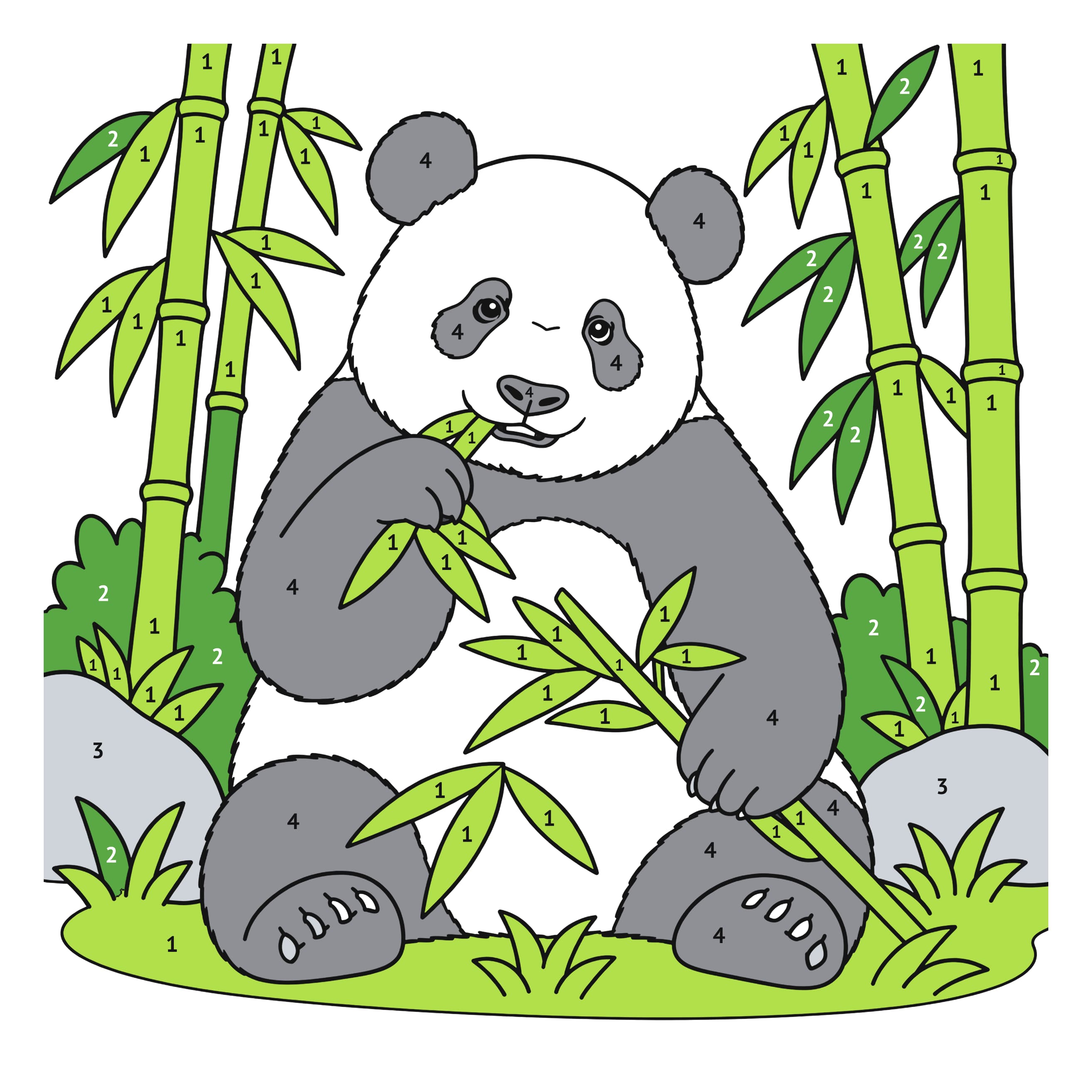 Modelo coloreado: Panda gigante para colorear por números