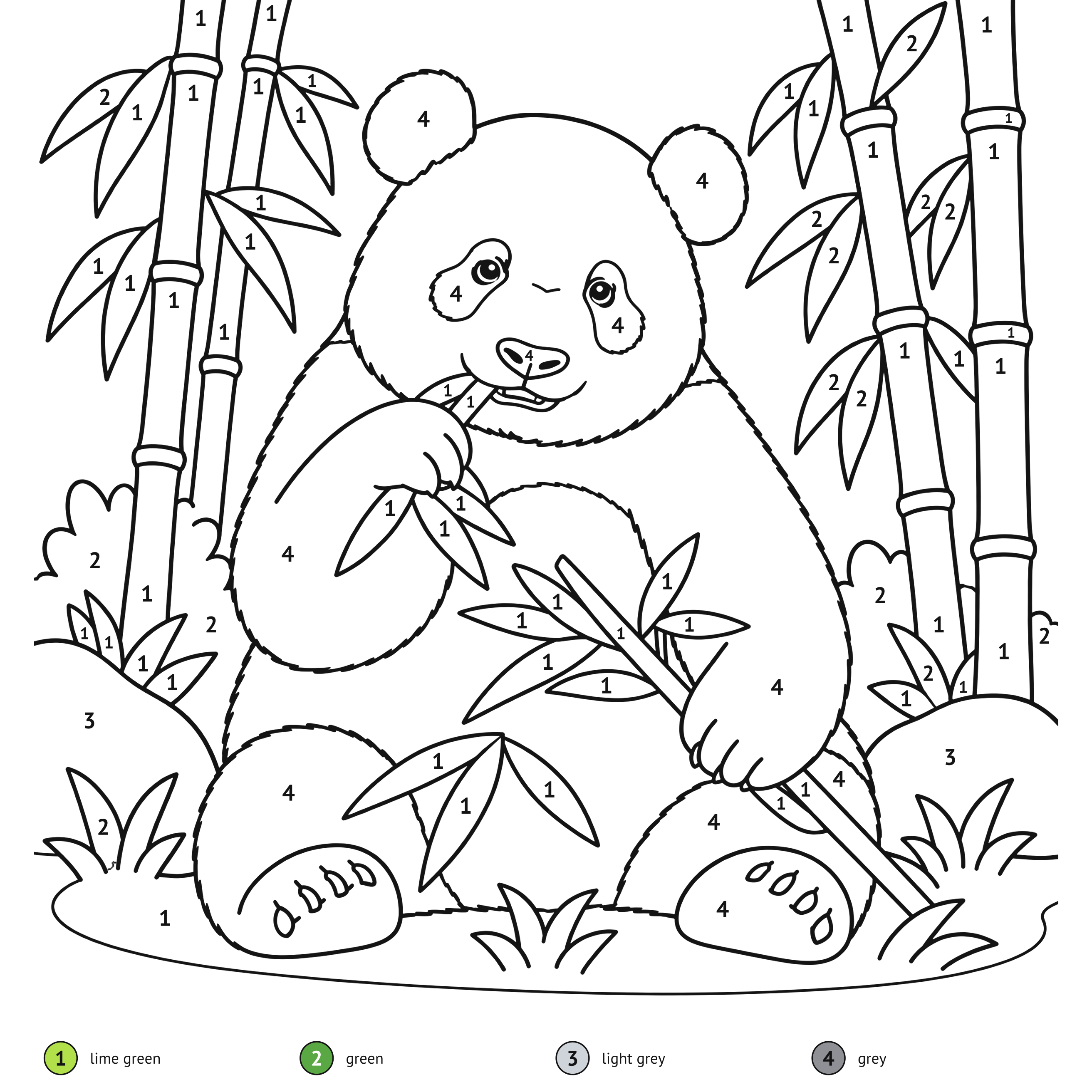 Color by number: Giant panda color by number printable