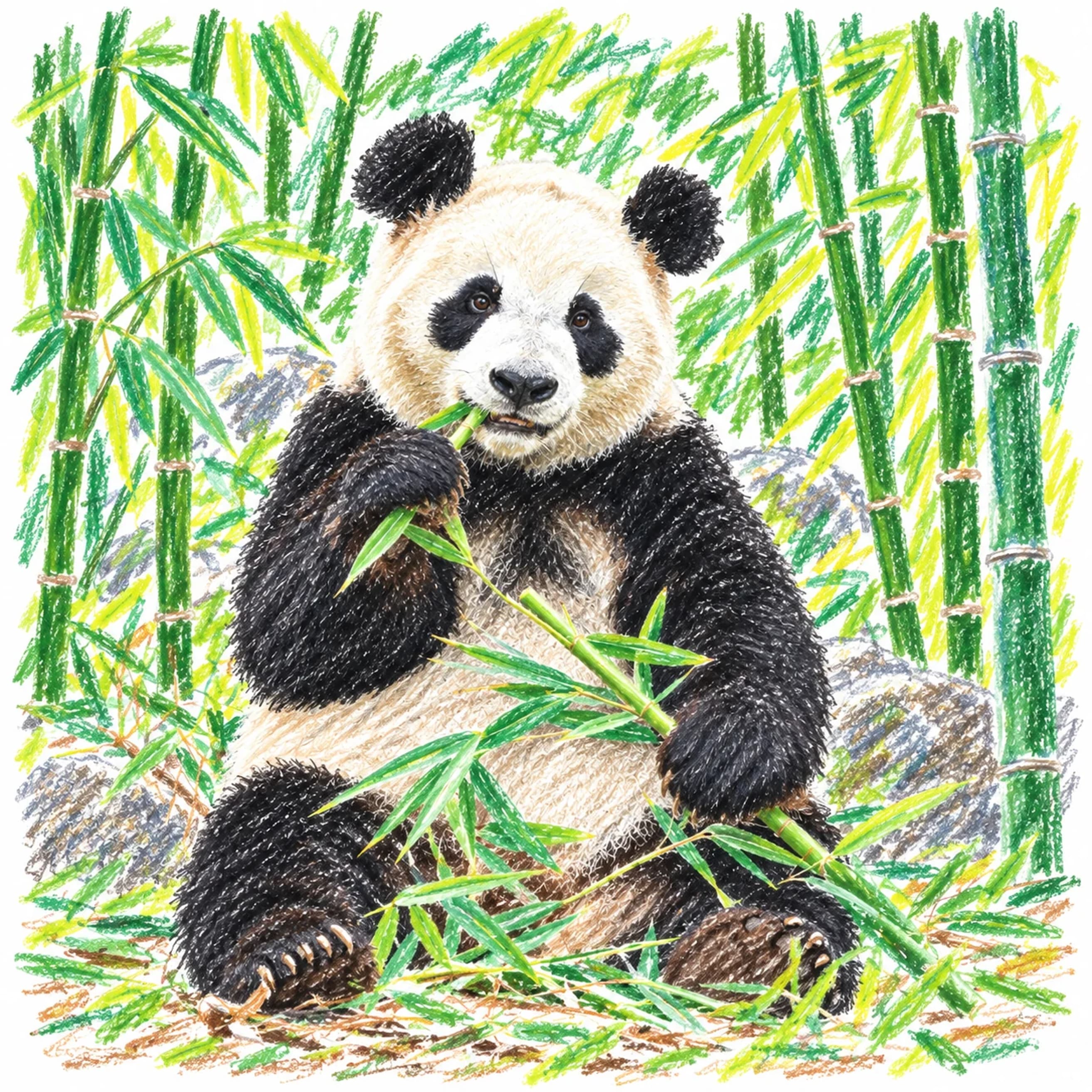 Modelo coloreado: Panda gigante para unir puntos