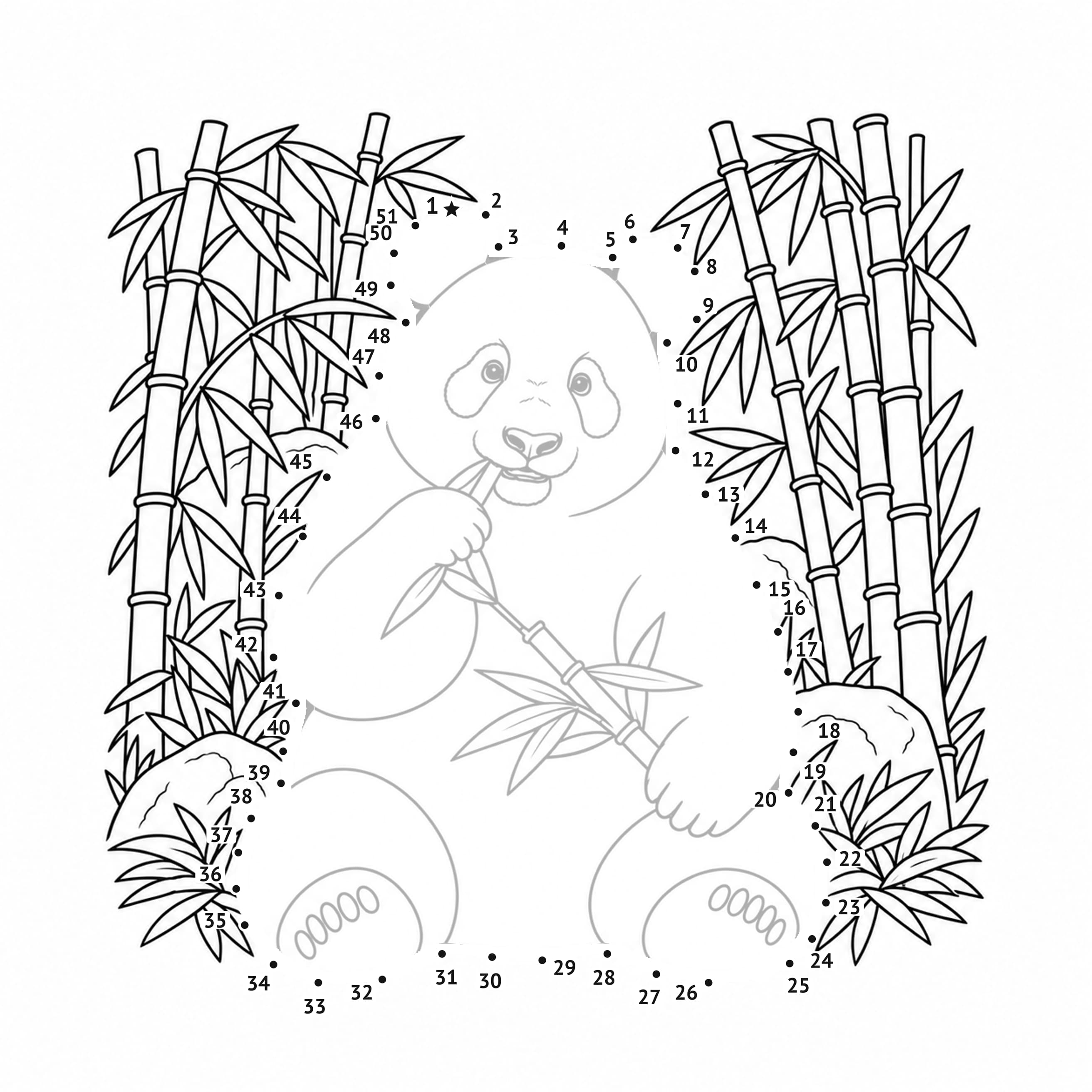 Points à relier: Panda géant : points à relier à imprimer
