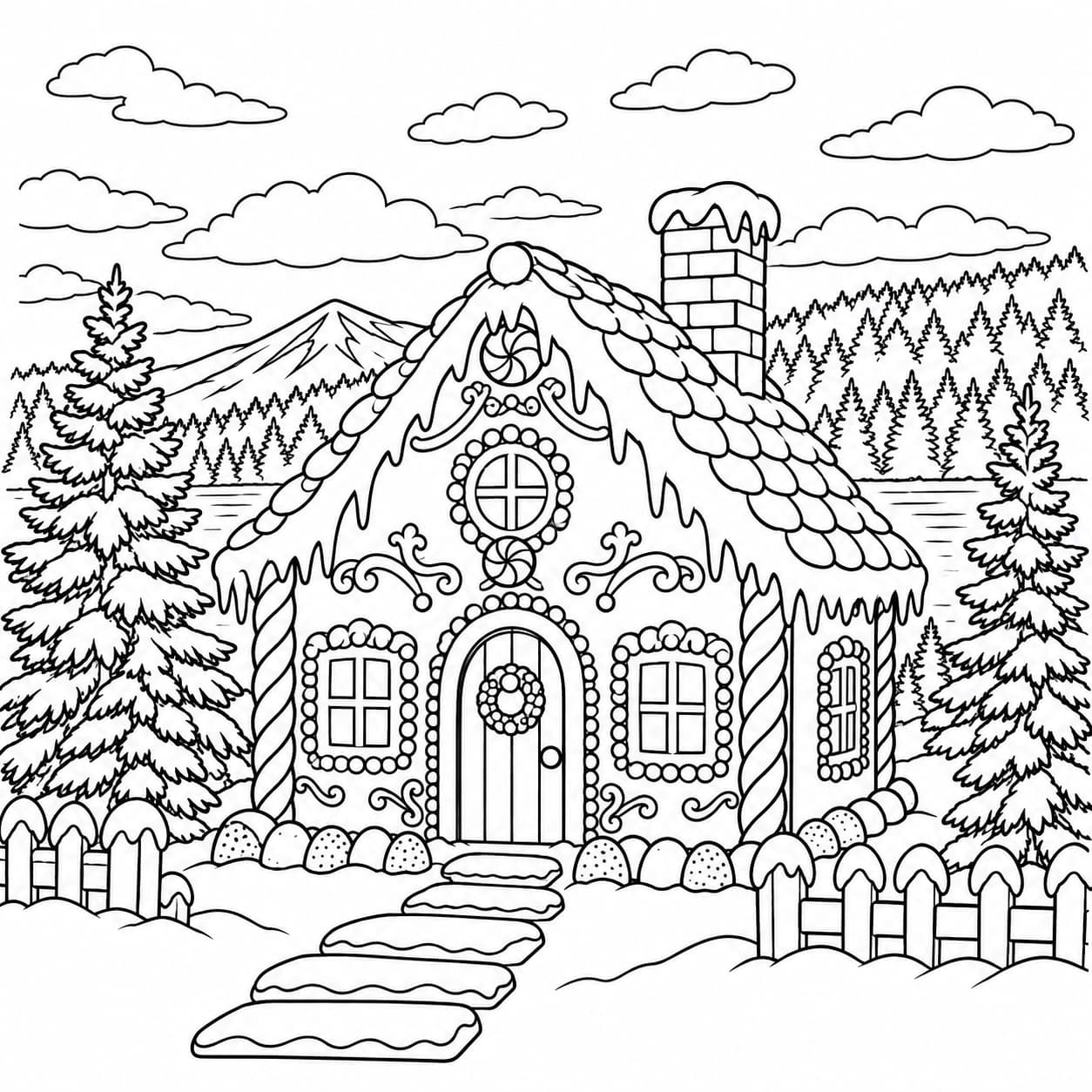 Coloring: Gingerbread house coloring page