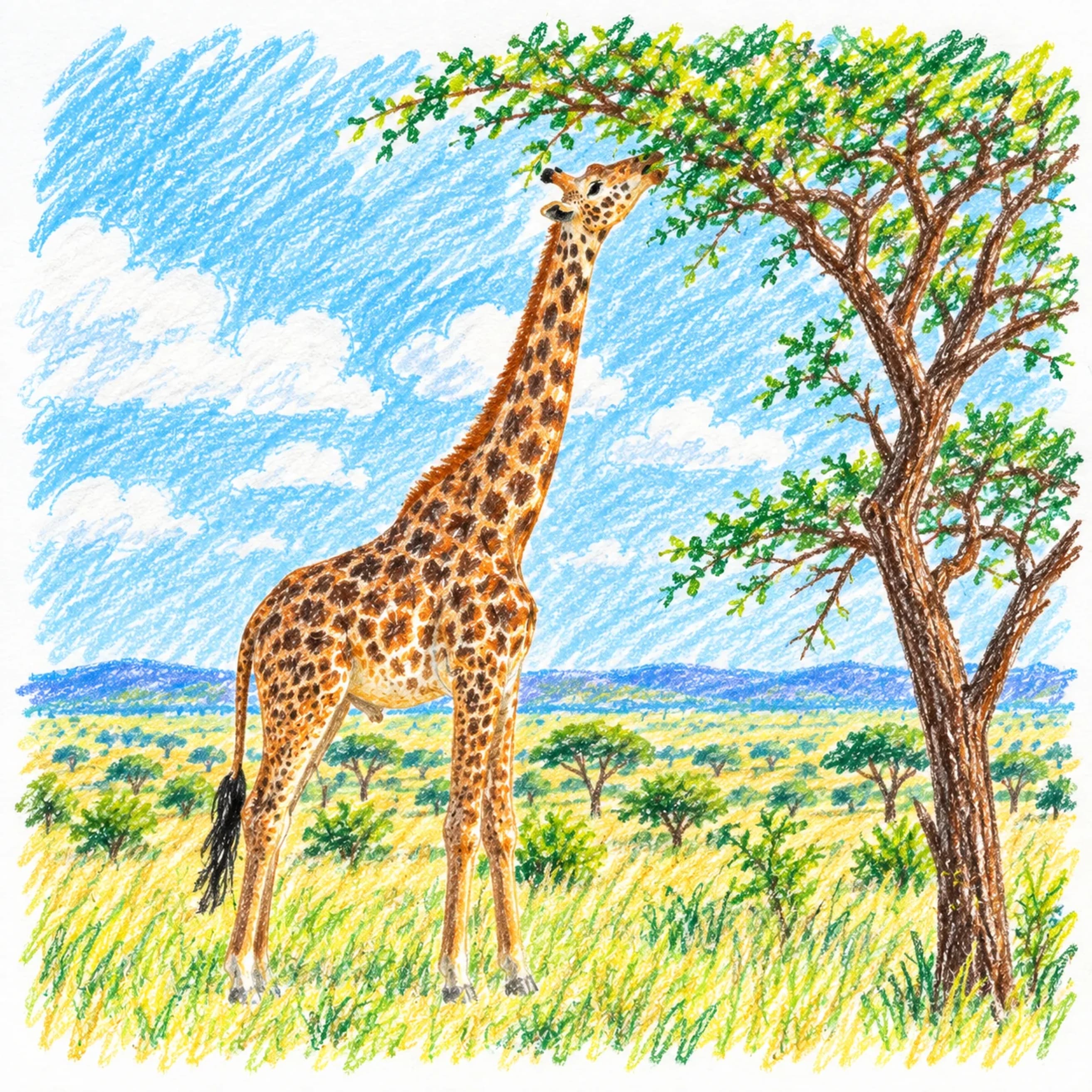 Modèle colorié: Girafe : points à relier à imprimer