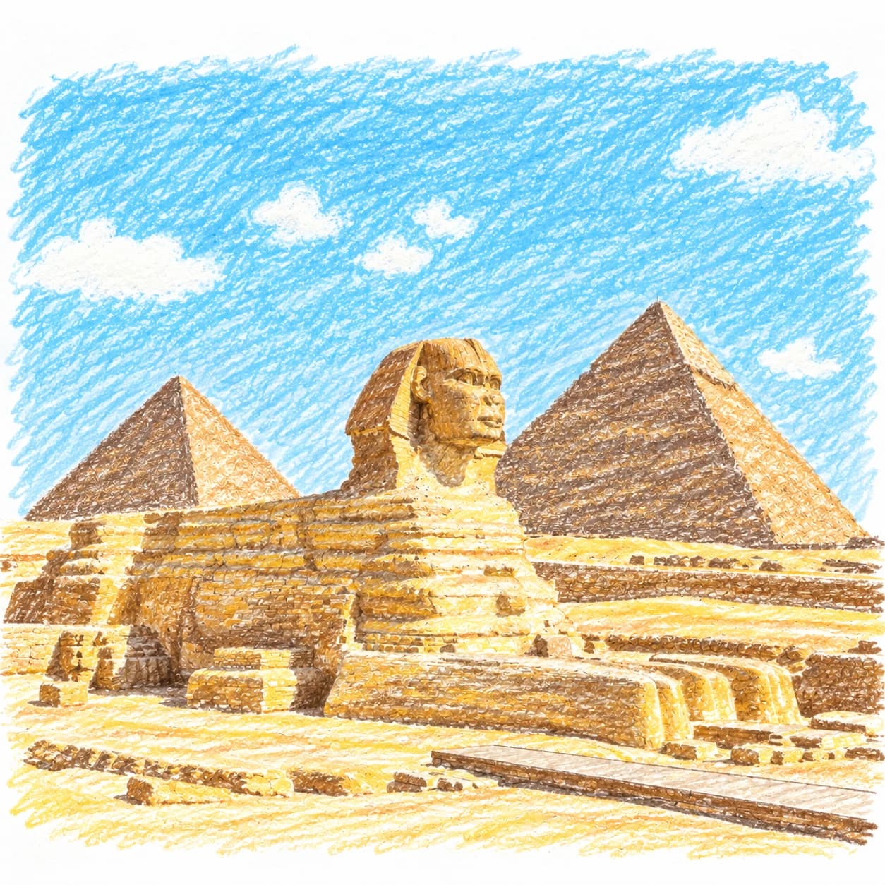 Colored model: Pyramids of Giza coloring page
