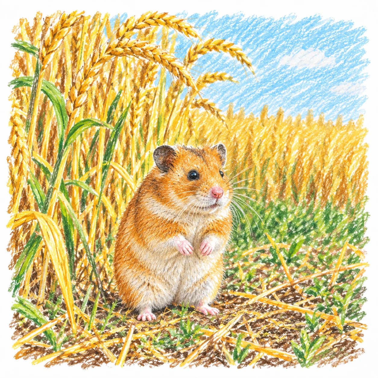 Colored model: Golden hamster coloring page