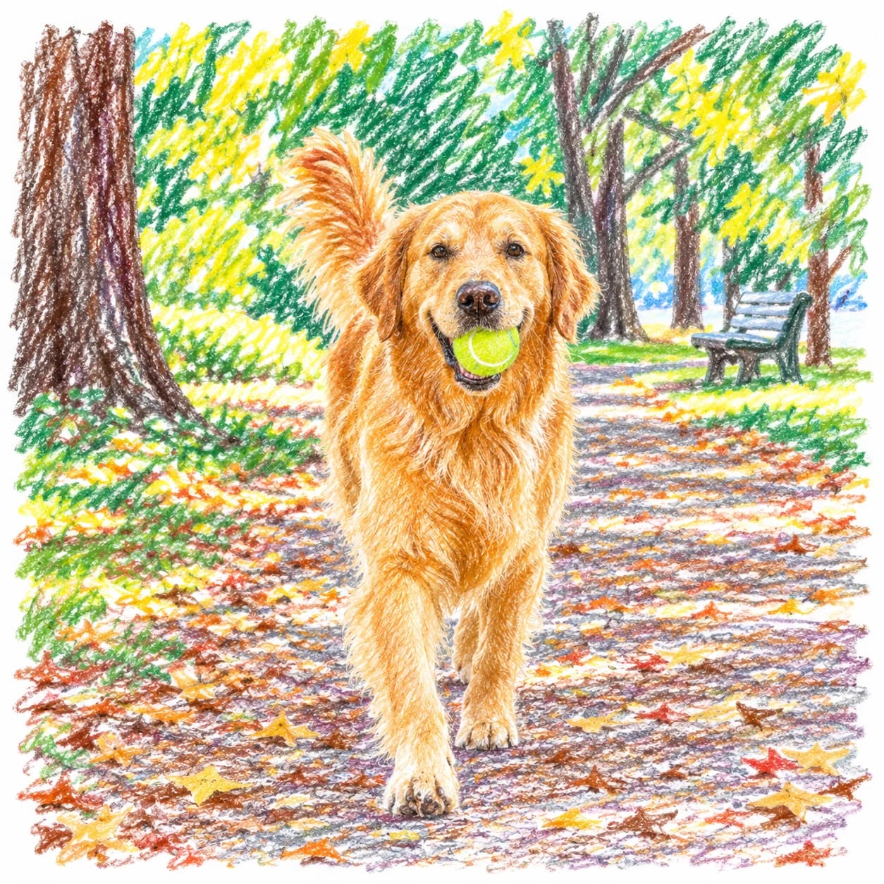 Colored model: Golden retriever coloring page