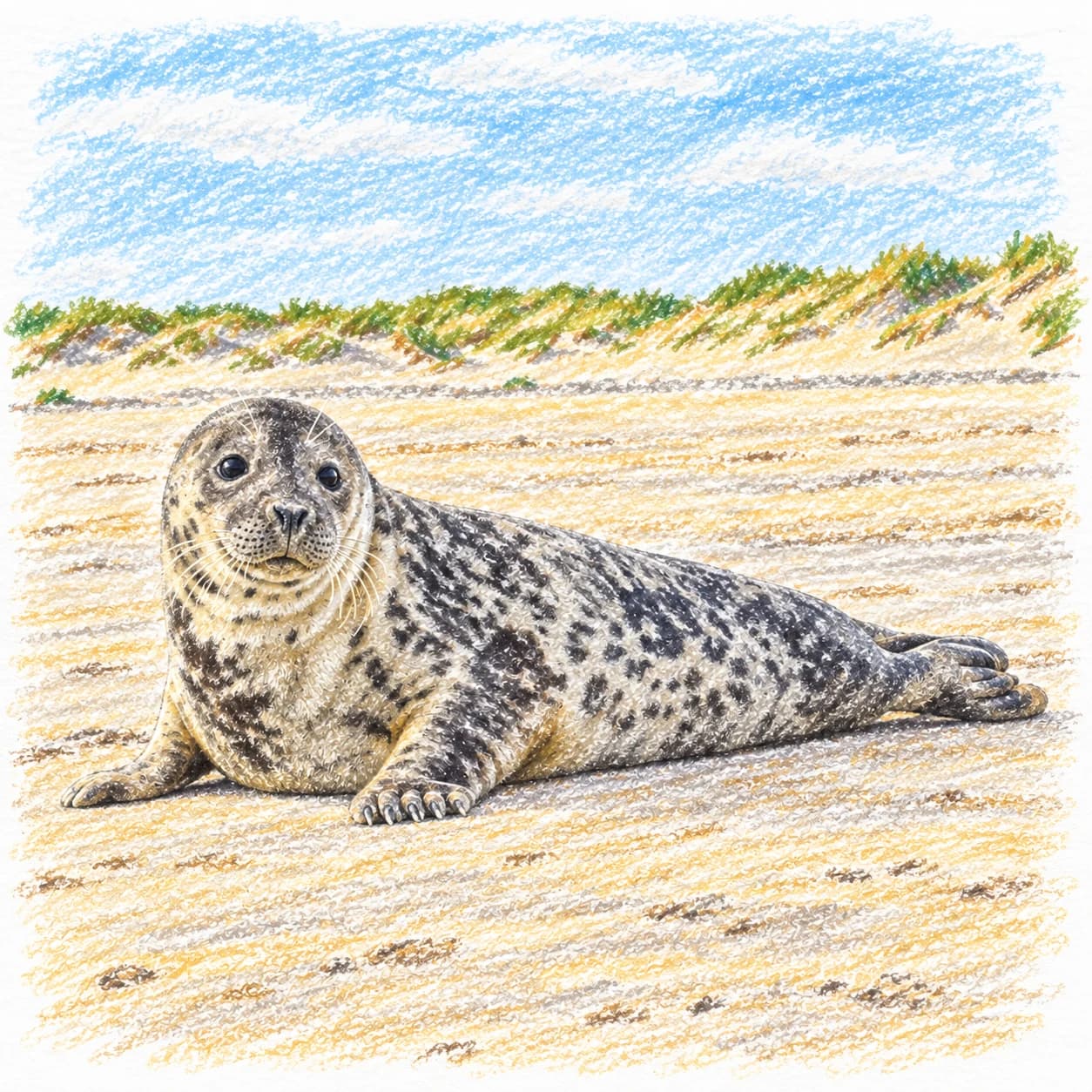 Modèle colorié: Coloriage de phoque gris