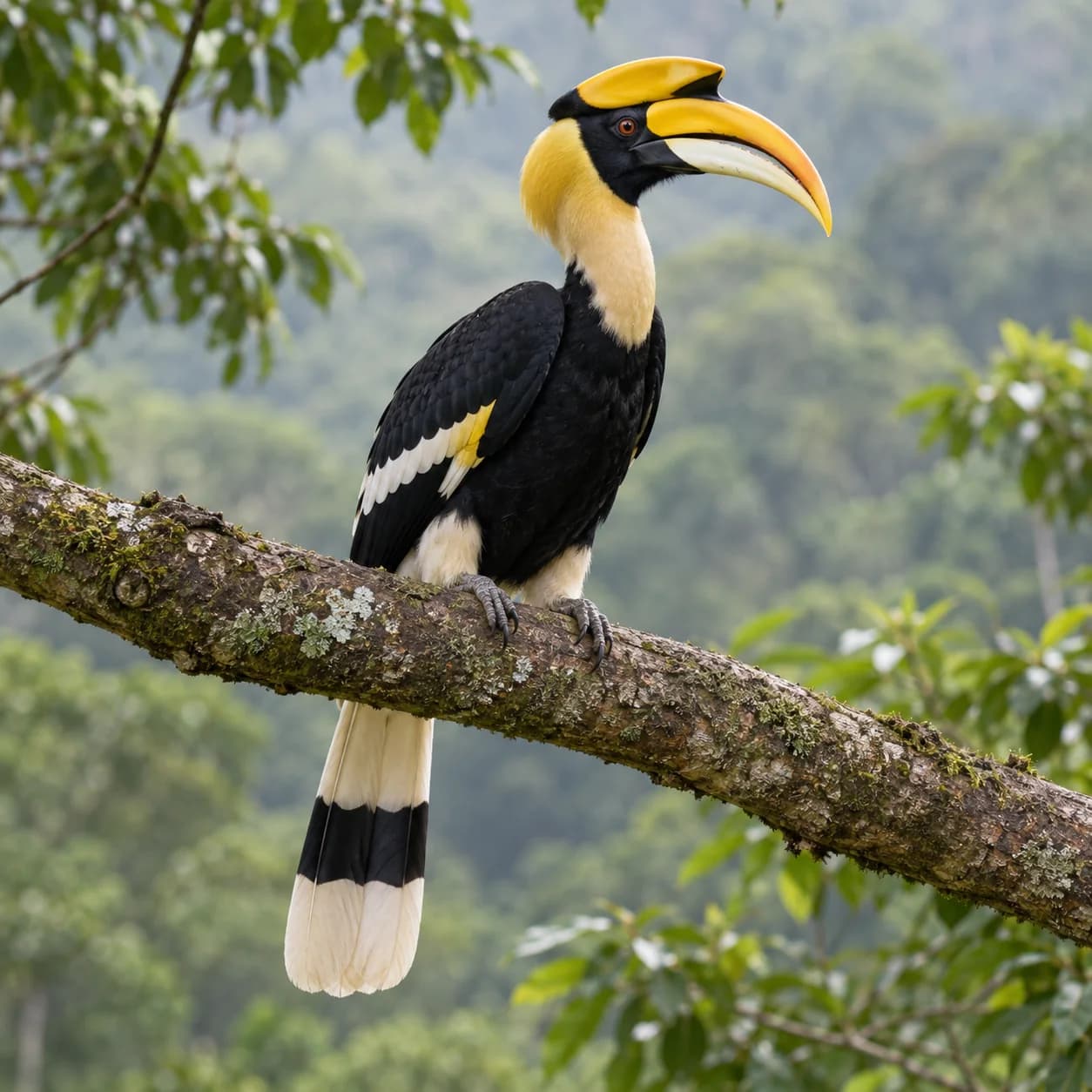 Realistic source: Great hornbill coloring page