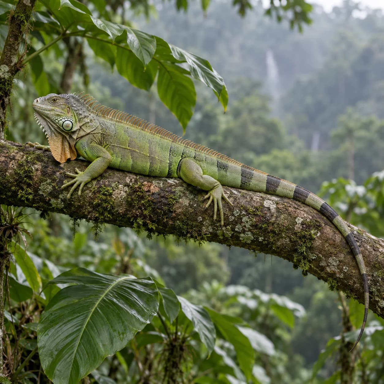 Realistic source: Green iguana coloring page