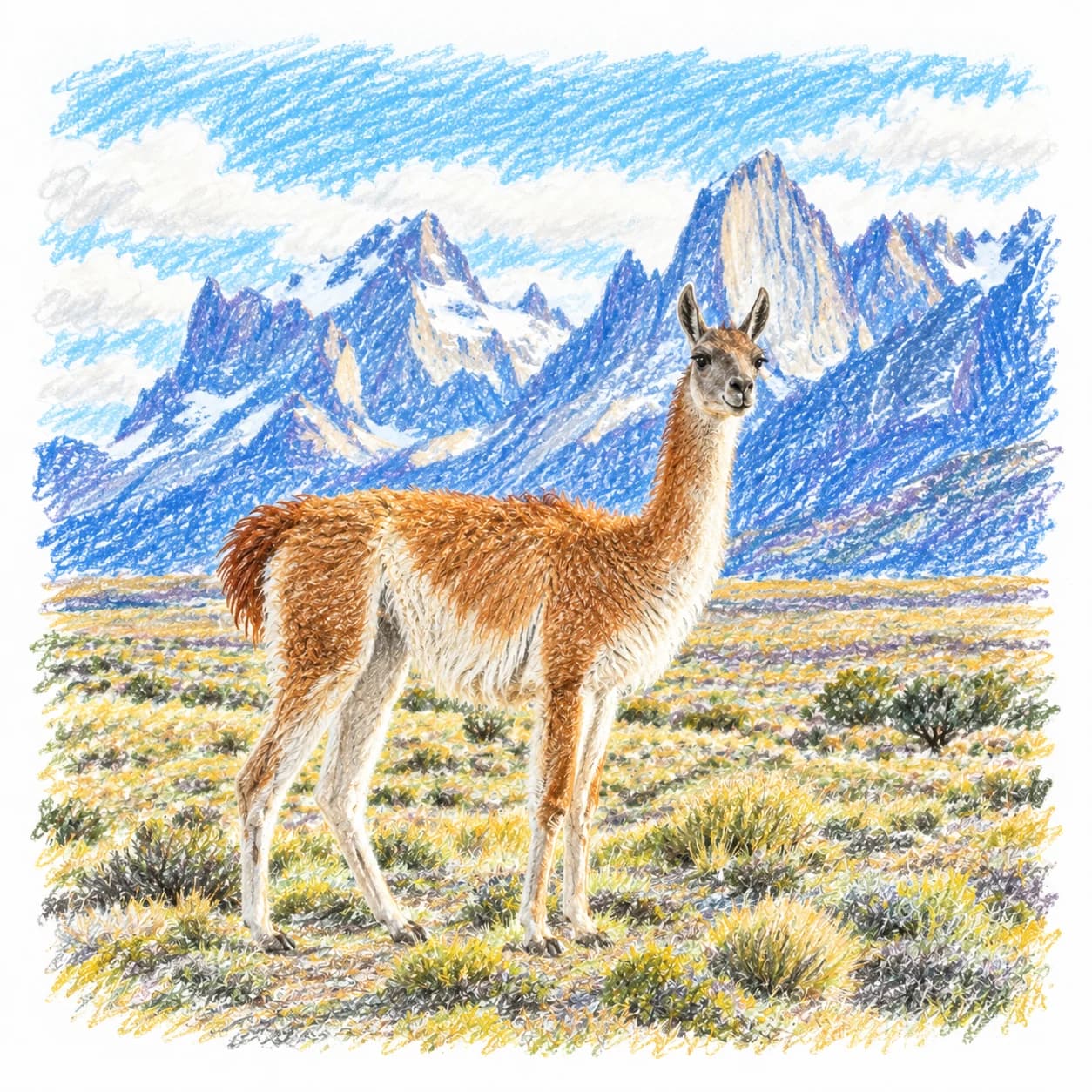 Modèle colorié: Coloriage de guanaco