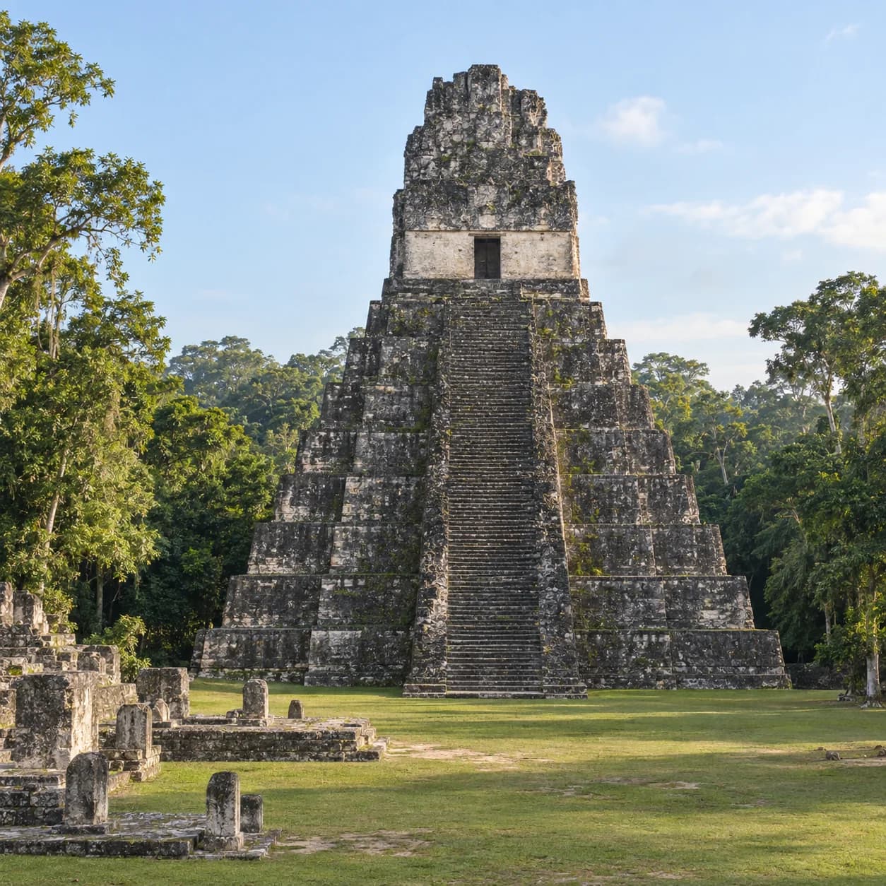 Photo réaliste: Coloriage du Guatemala : pyramide maya dans la jungle