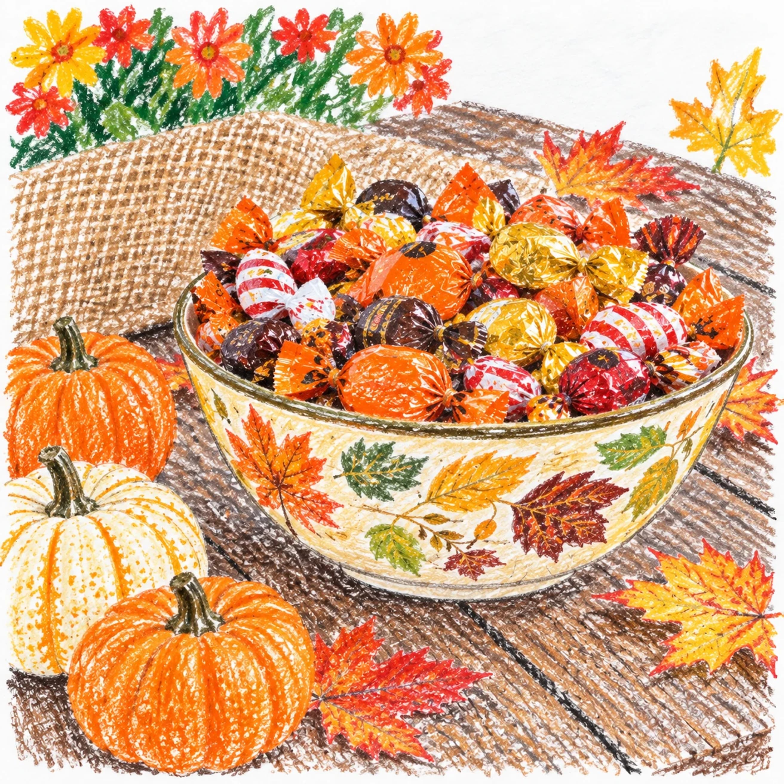 Modèle colorié: Bonbons d’Halloween : points à relier à imprimer