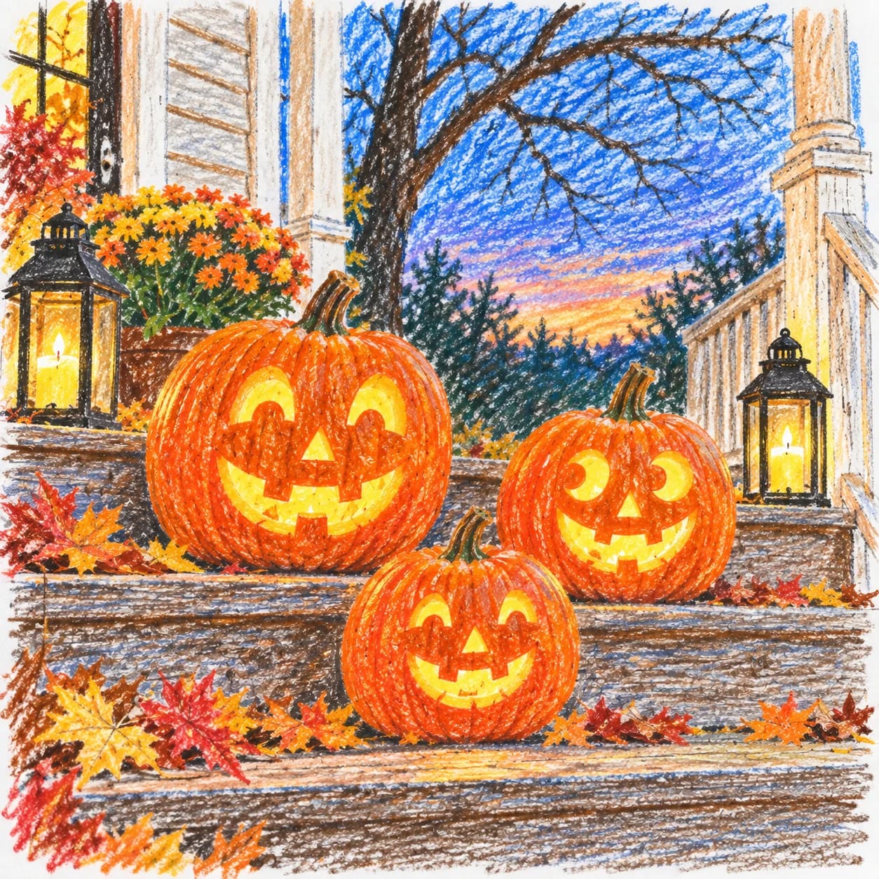 Modèle colorié: Coloriage de citrouilles d'Halloween