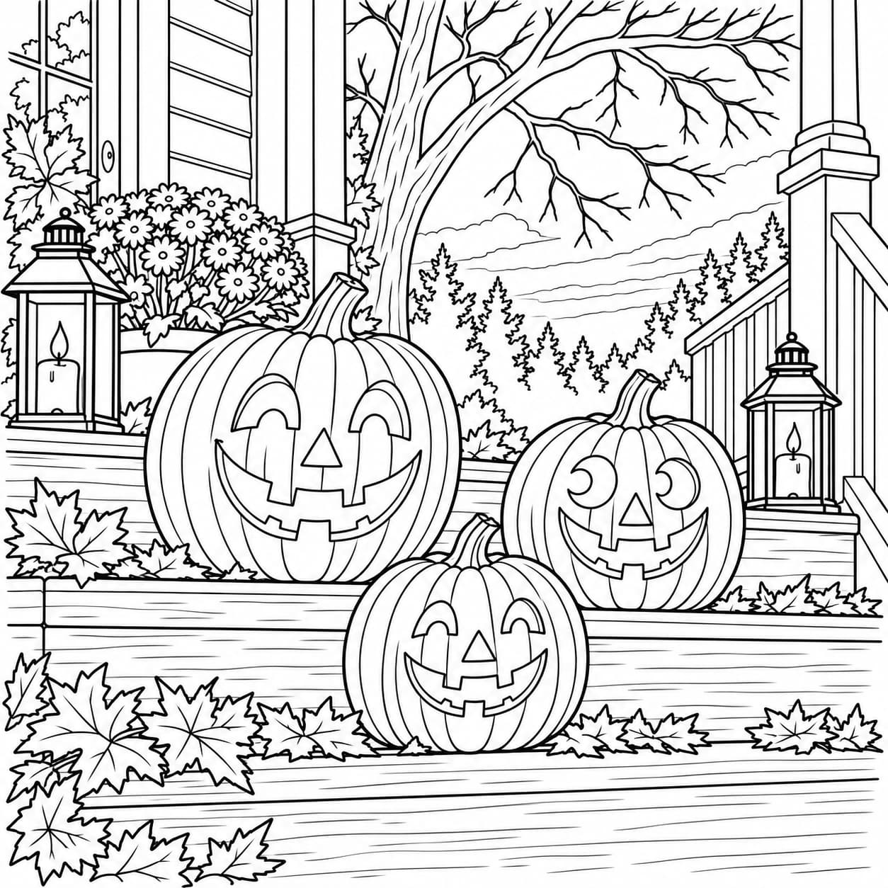 Coloriage: Coloriage de citrouilles d'Halloween