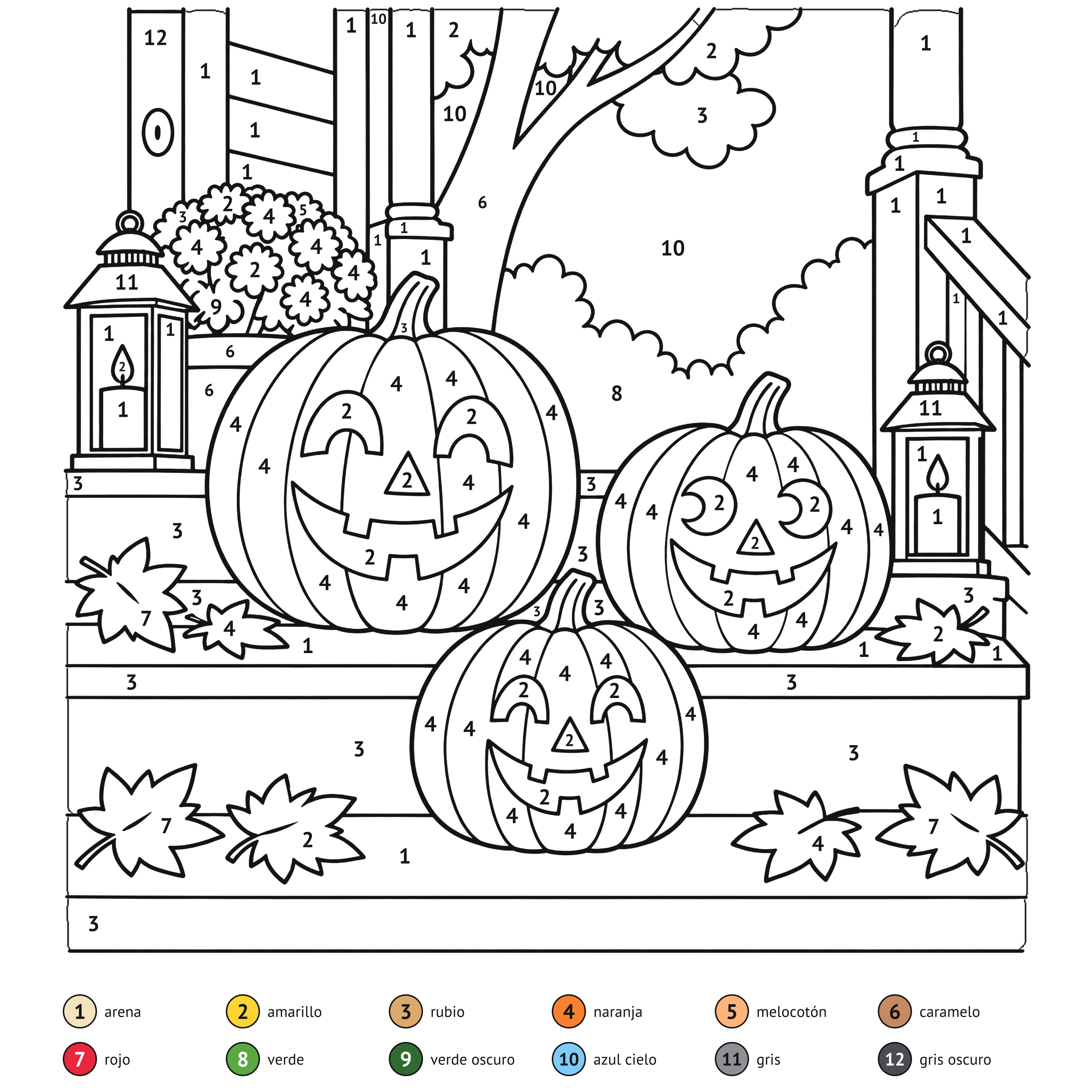Por números: Calabazas de Halloween para colorear por números