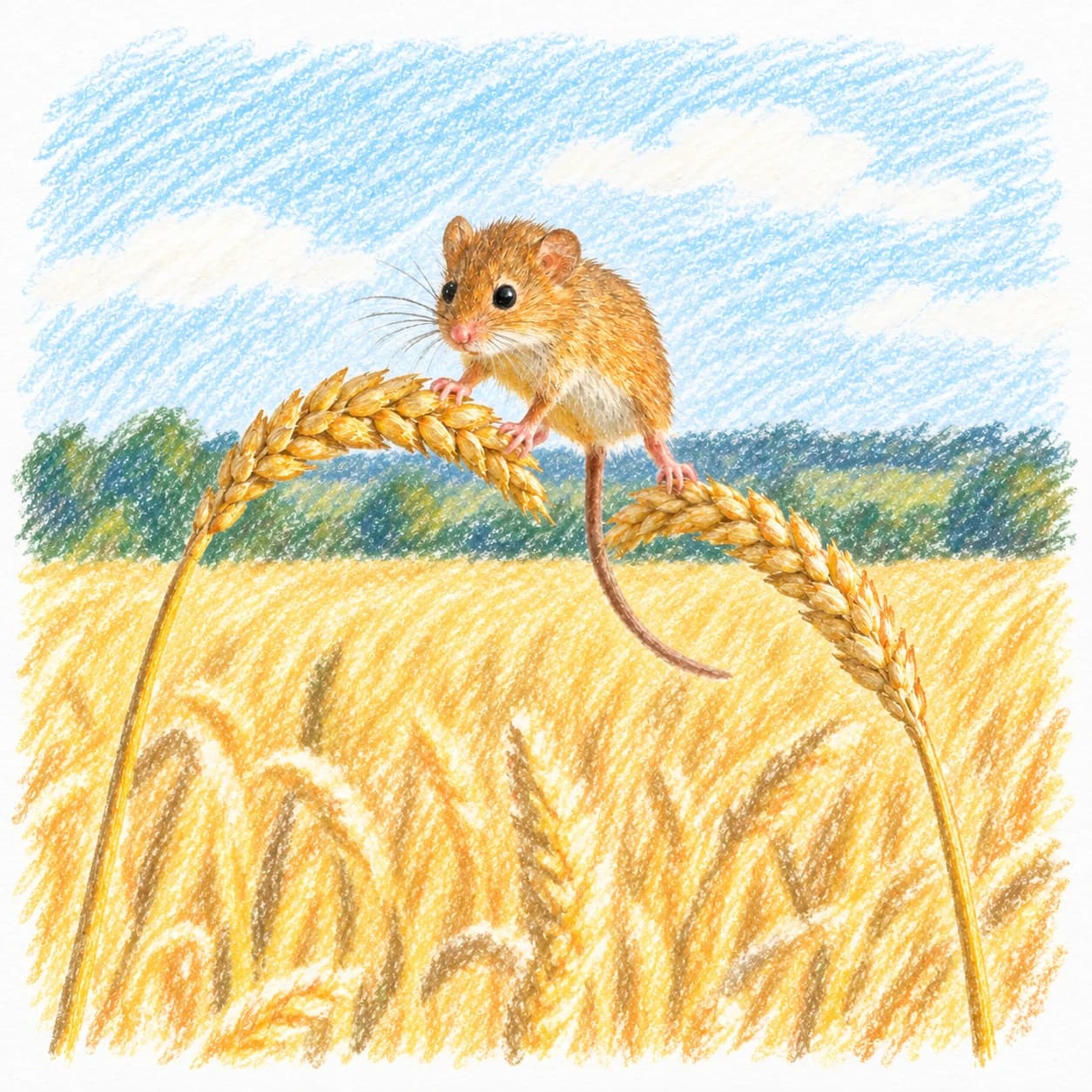 Colored model: Harvest mouse coloring page