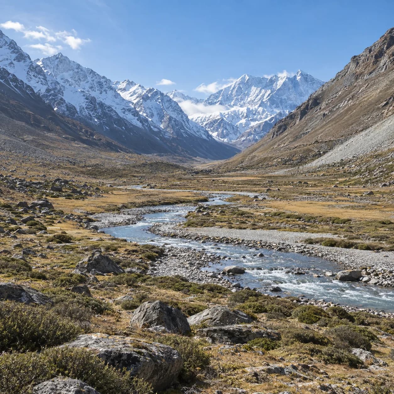 Photo réaliste: Coloriage de la chaîne de l'Himalaya : haute vallée