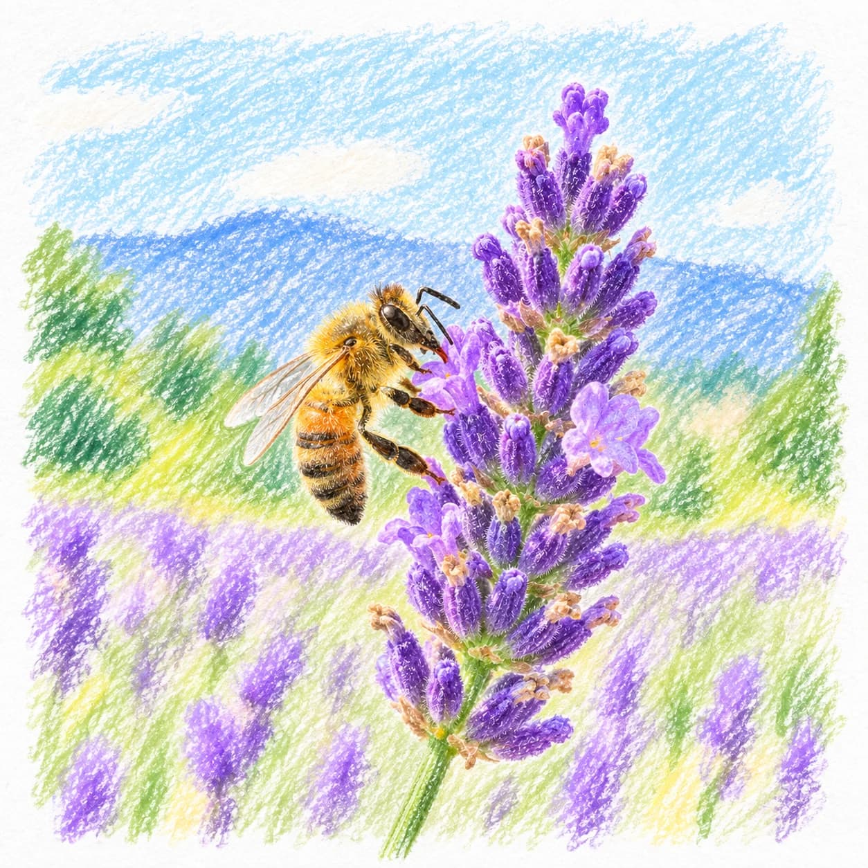 Modelo coloreado: Dibujo de abeja para colorear