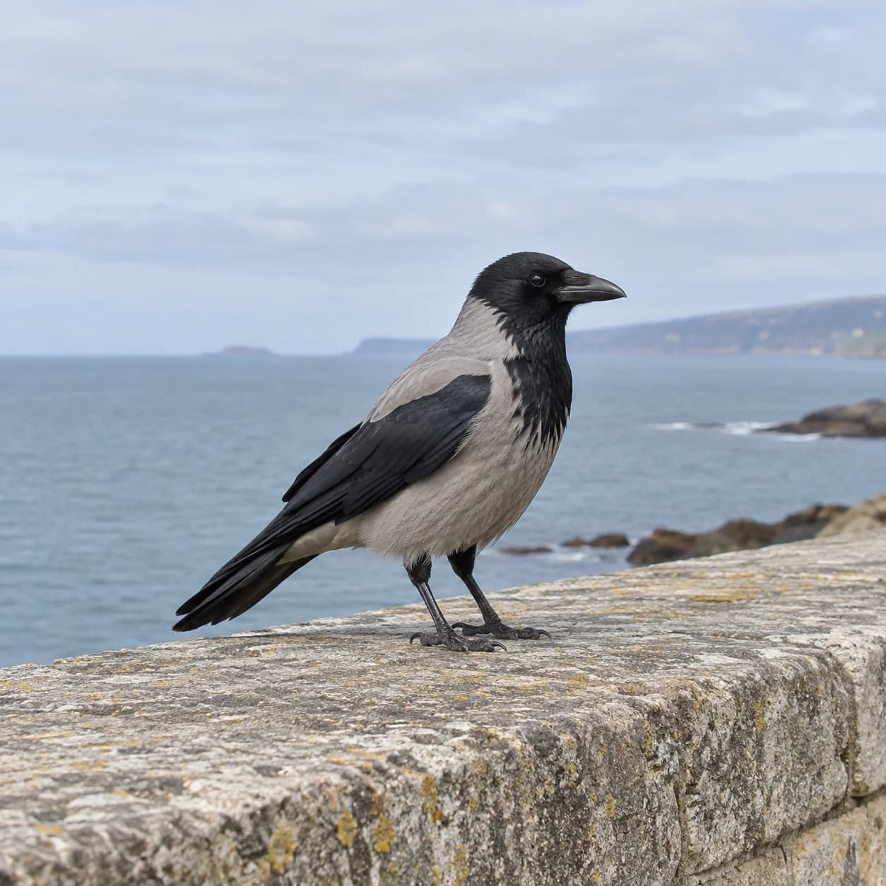 Realistic source: Hooded crow coloring page