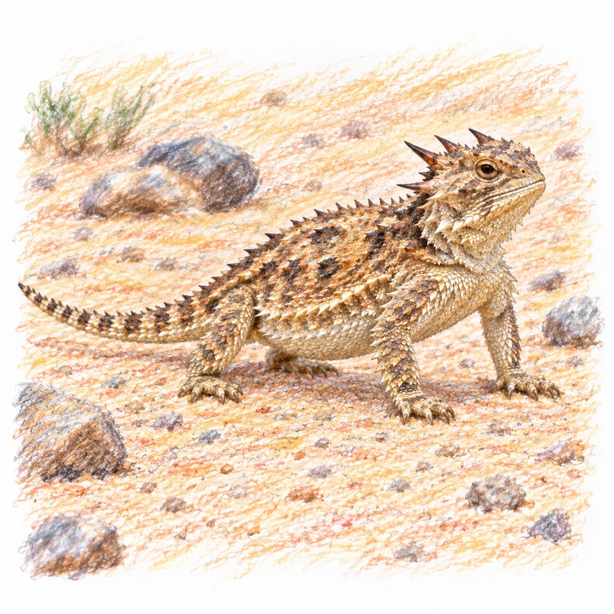 Modèle colorié: Coloriage de lézard cornu
