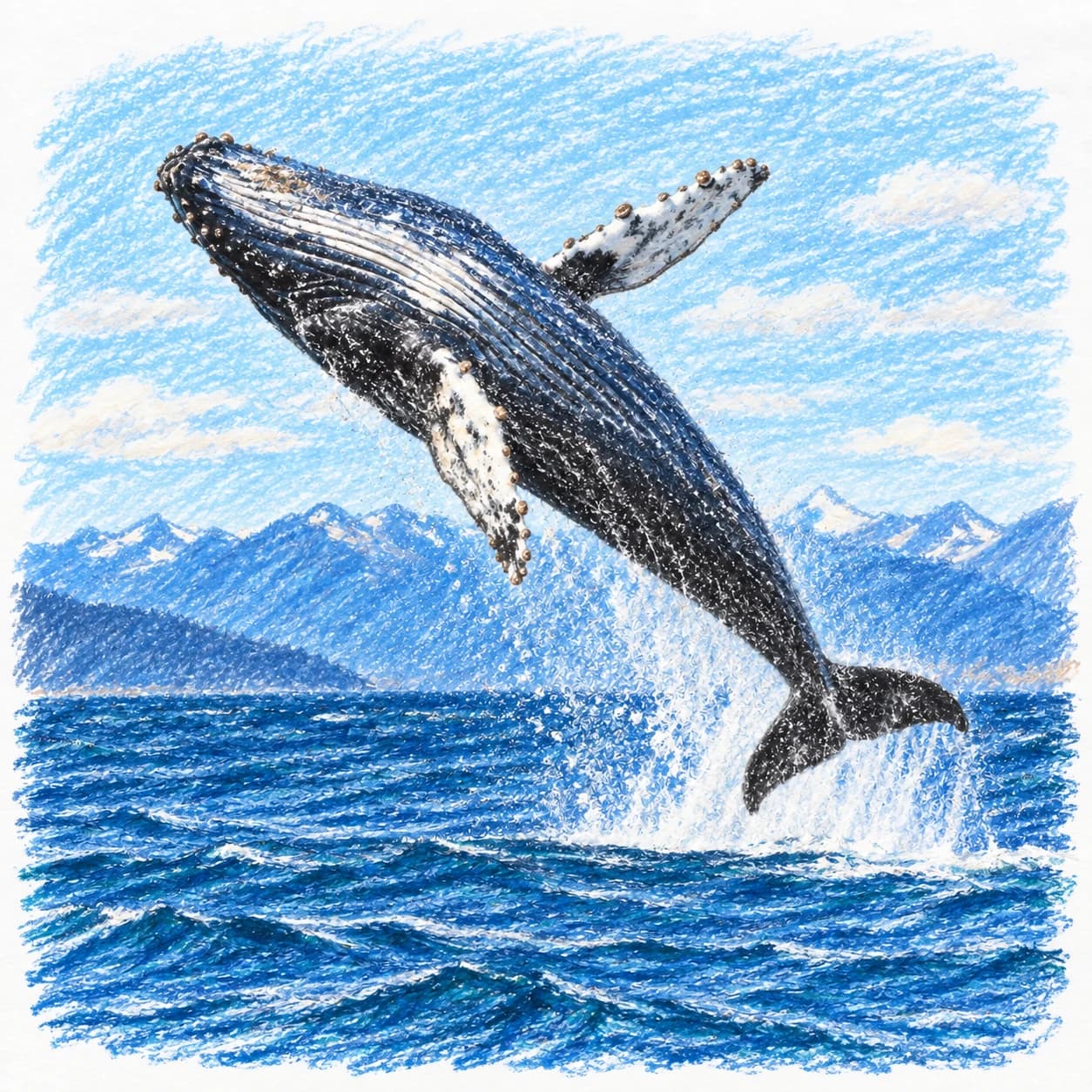 Colored model: Humpback whale coloring page