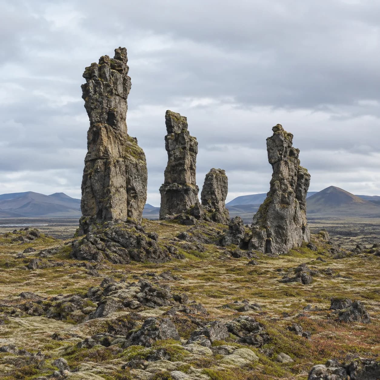 Realistic source: Icelandic lava field stone pillars coloring page