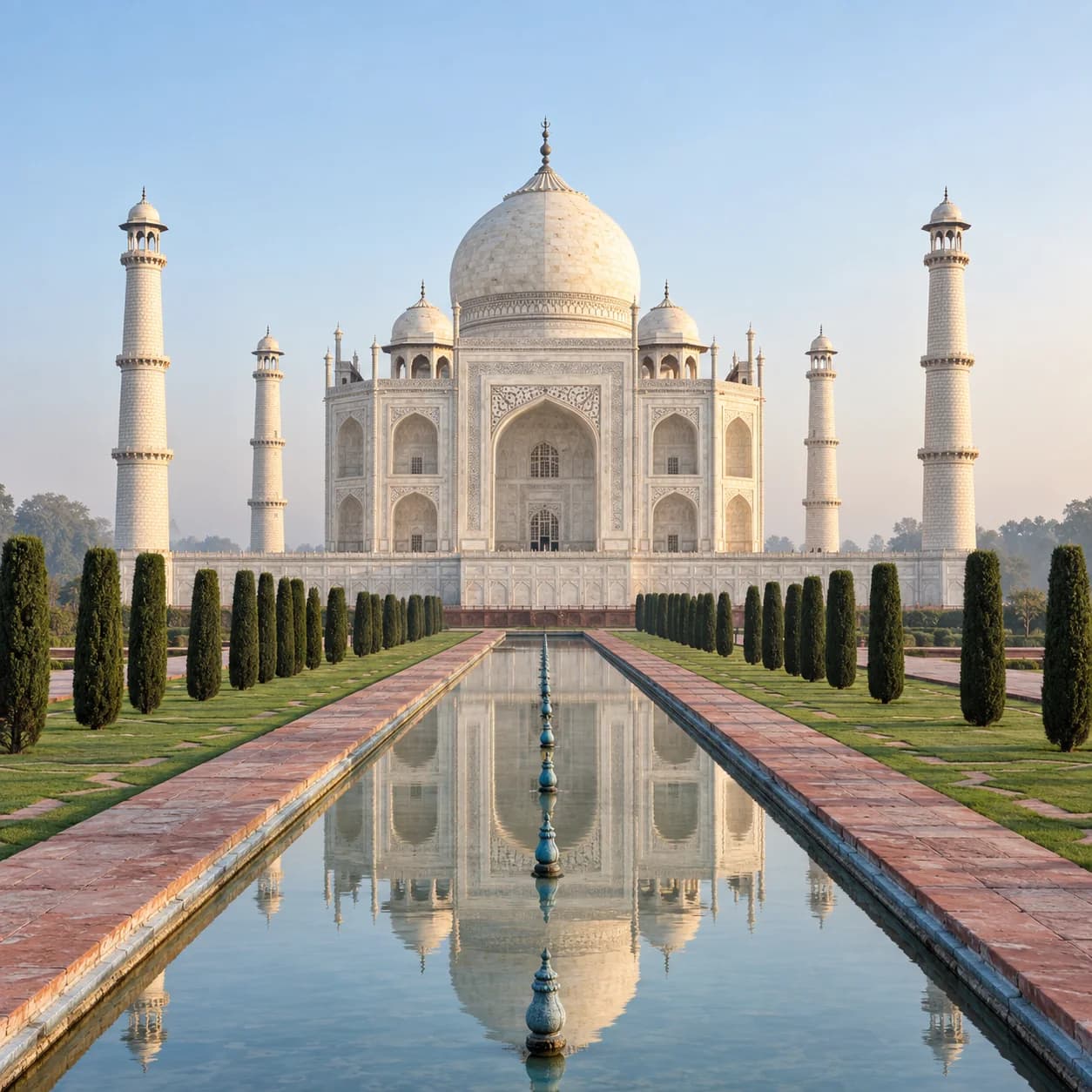 Realistic source: India coloring page: Taj Mahal and reflecting pool