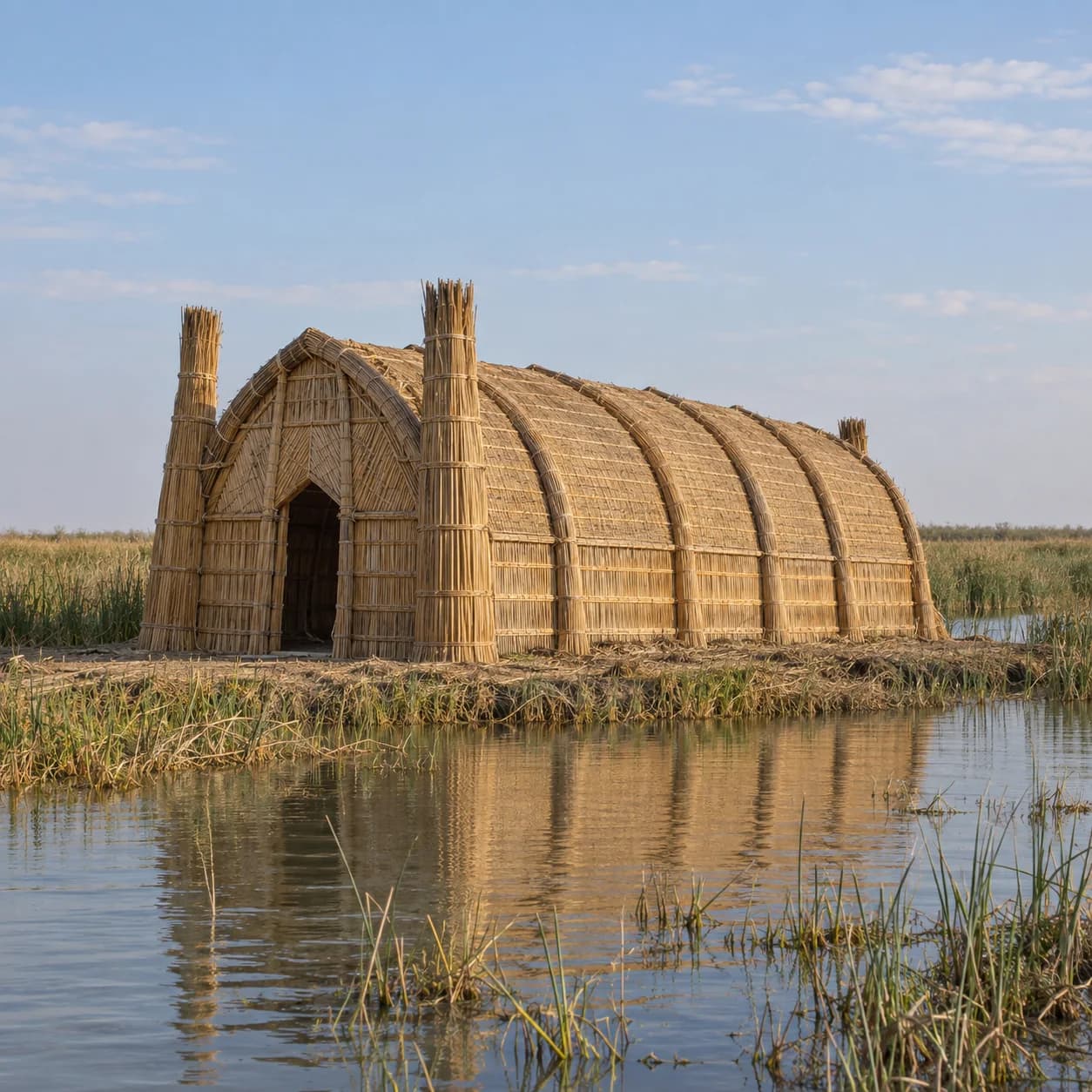 Realistic source: Iraq coloring page: reed house in the marshes