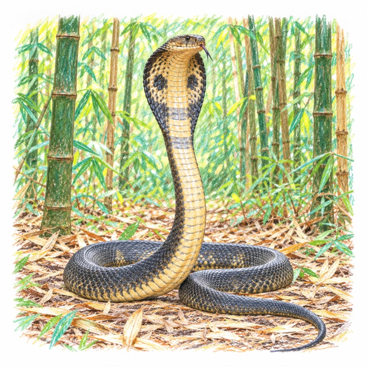 Modèle colorié: Coloriage de cobra royal