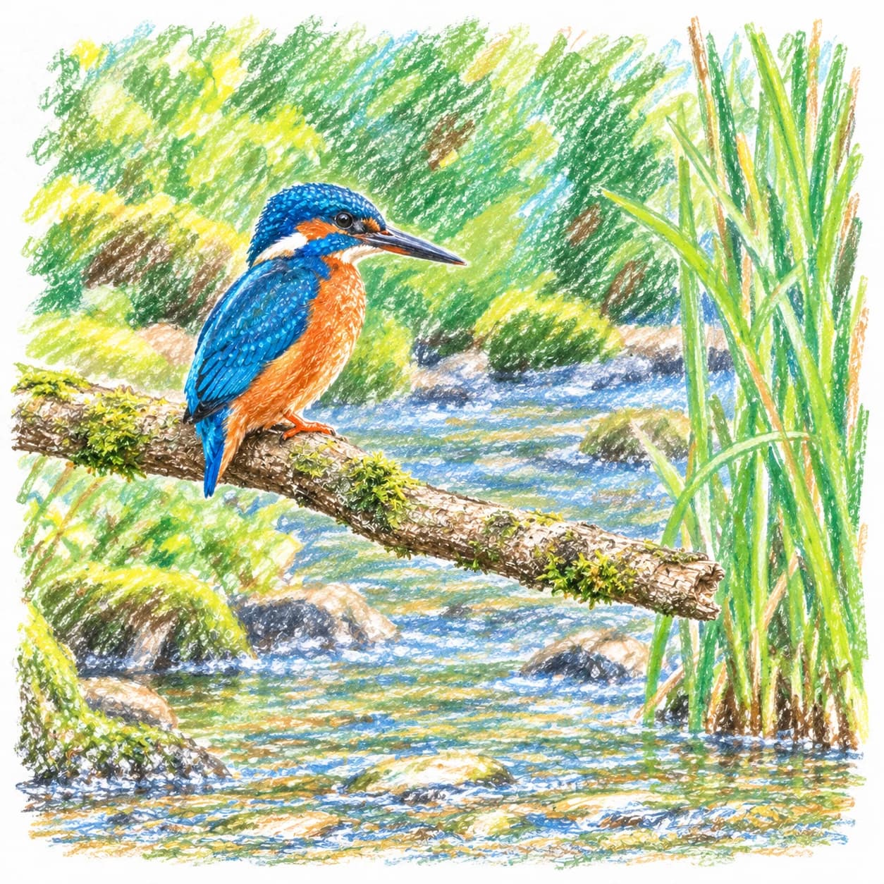 Modèle colorié: Coloriage de martin-pêcheur