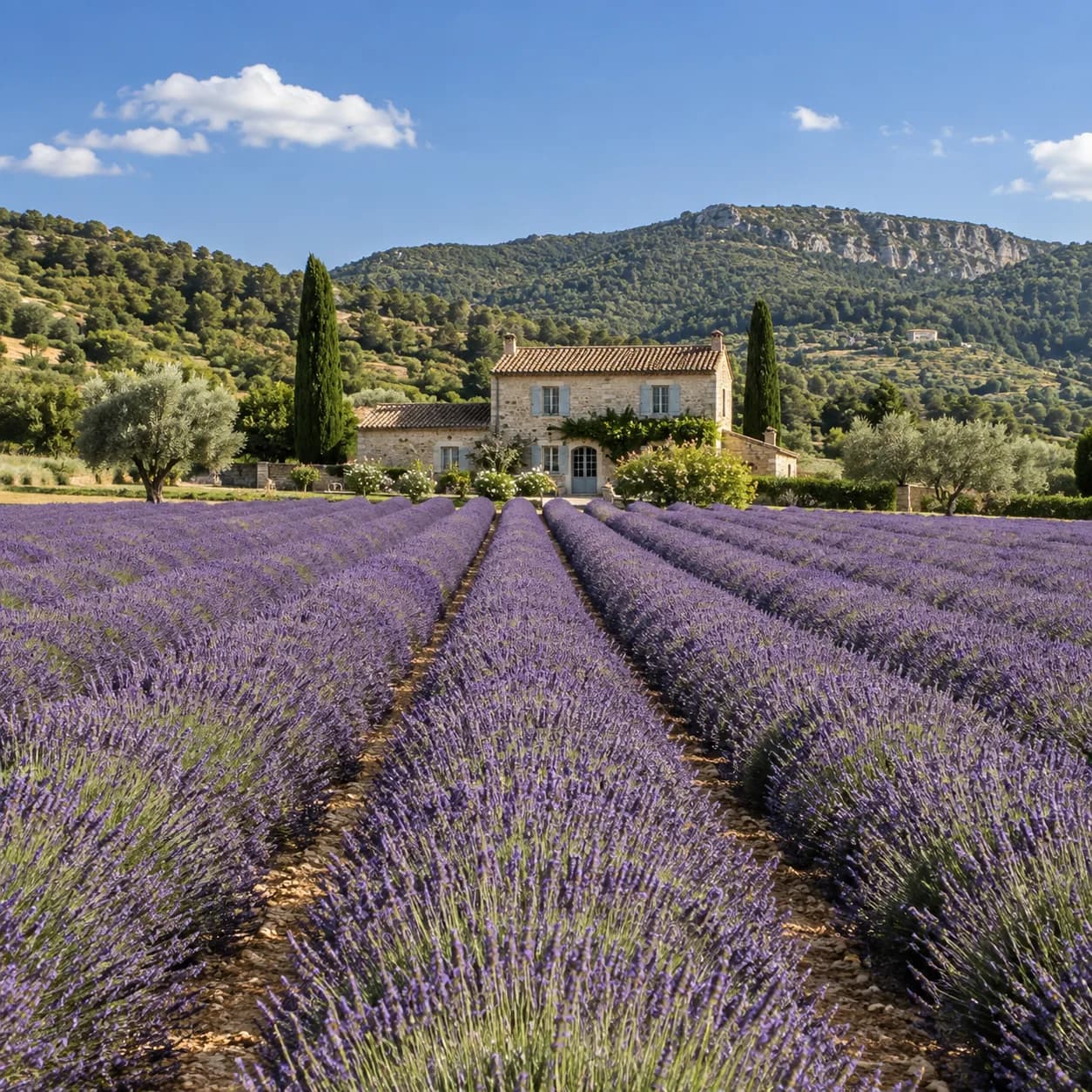 Photo réaliste: Coloriage de champ de lavande en Provence