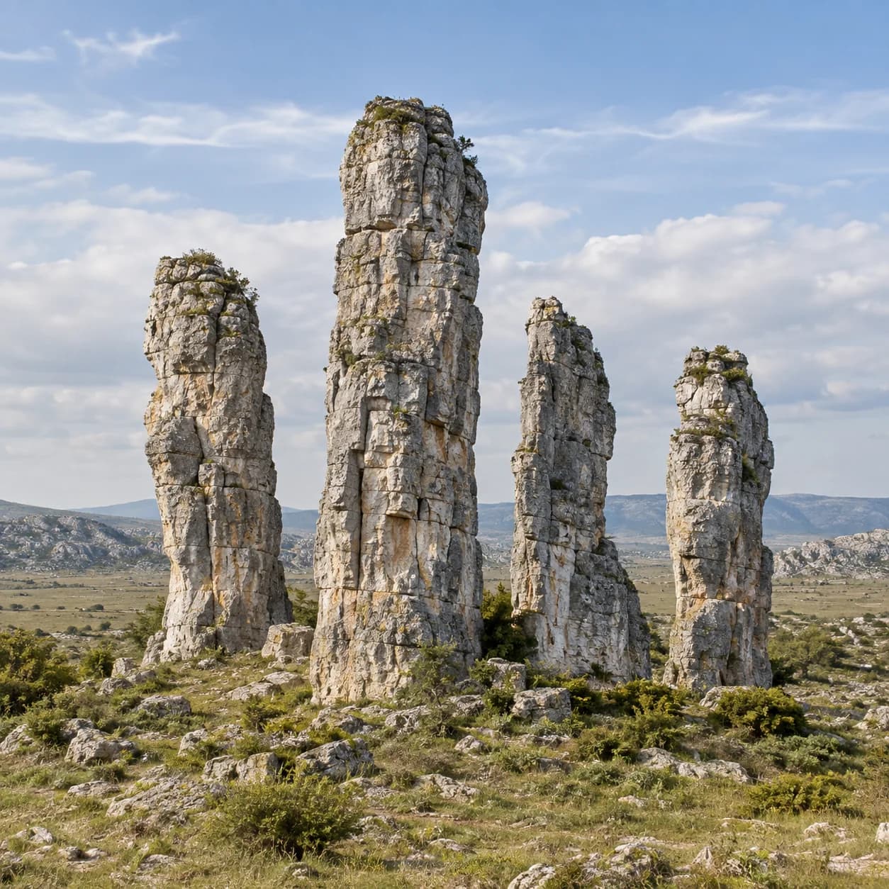 Photo réaliste: Coloriage d'un karst calcaire : piliers rocheux