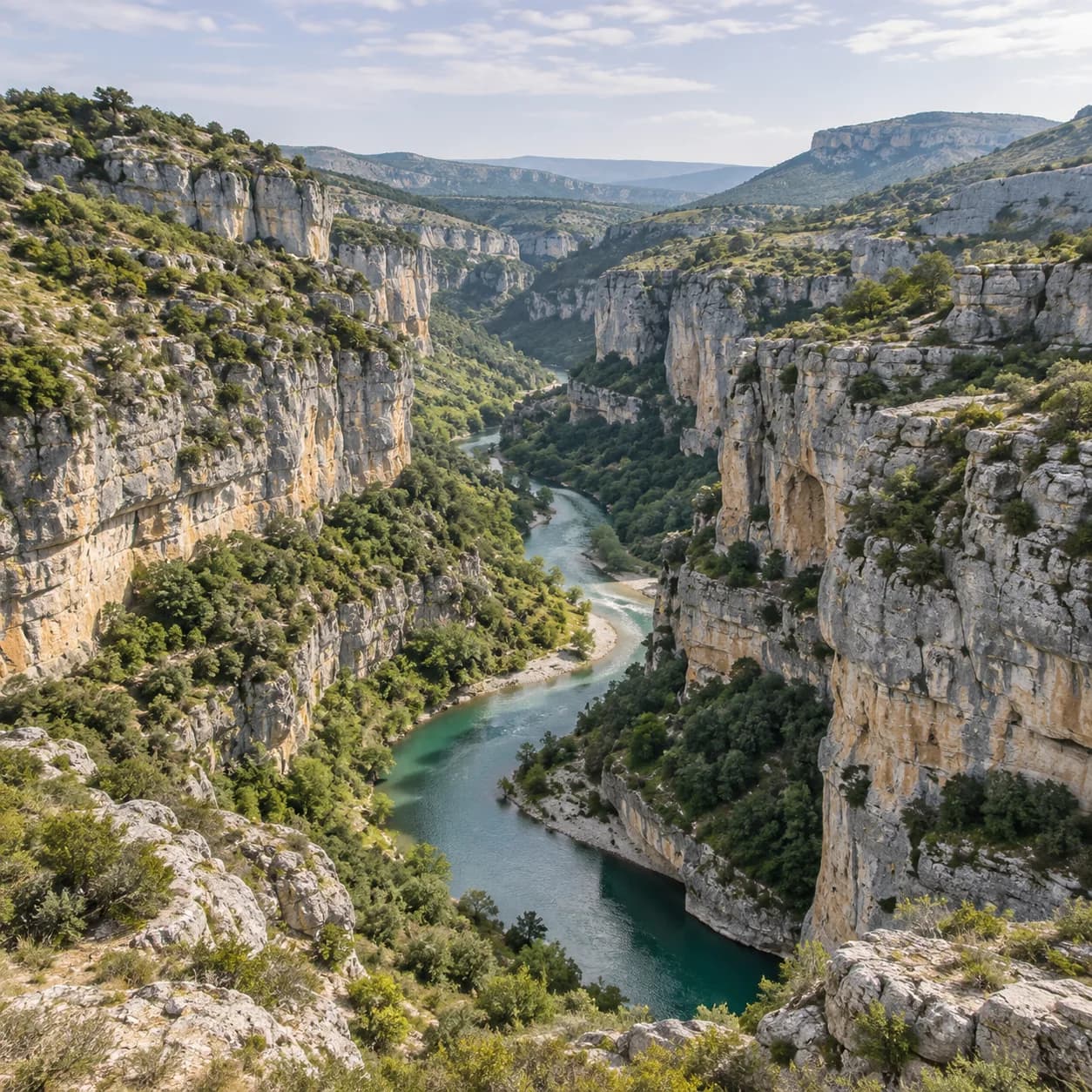 Photo réaliste: Coloriage d'un karst calcaire : gorge sinueuse