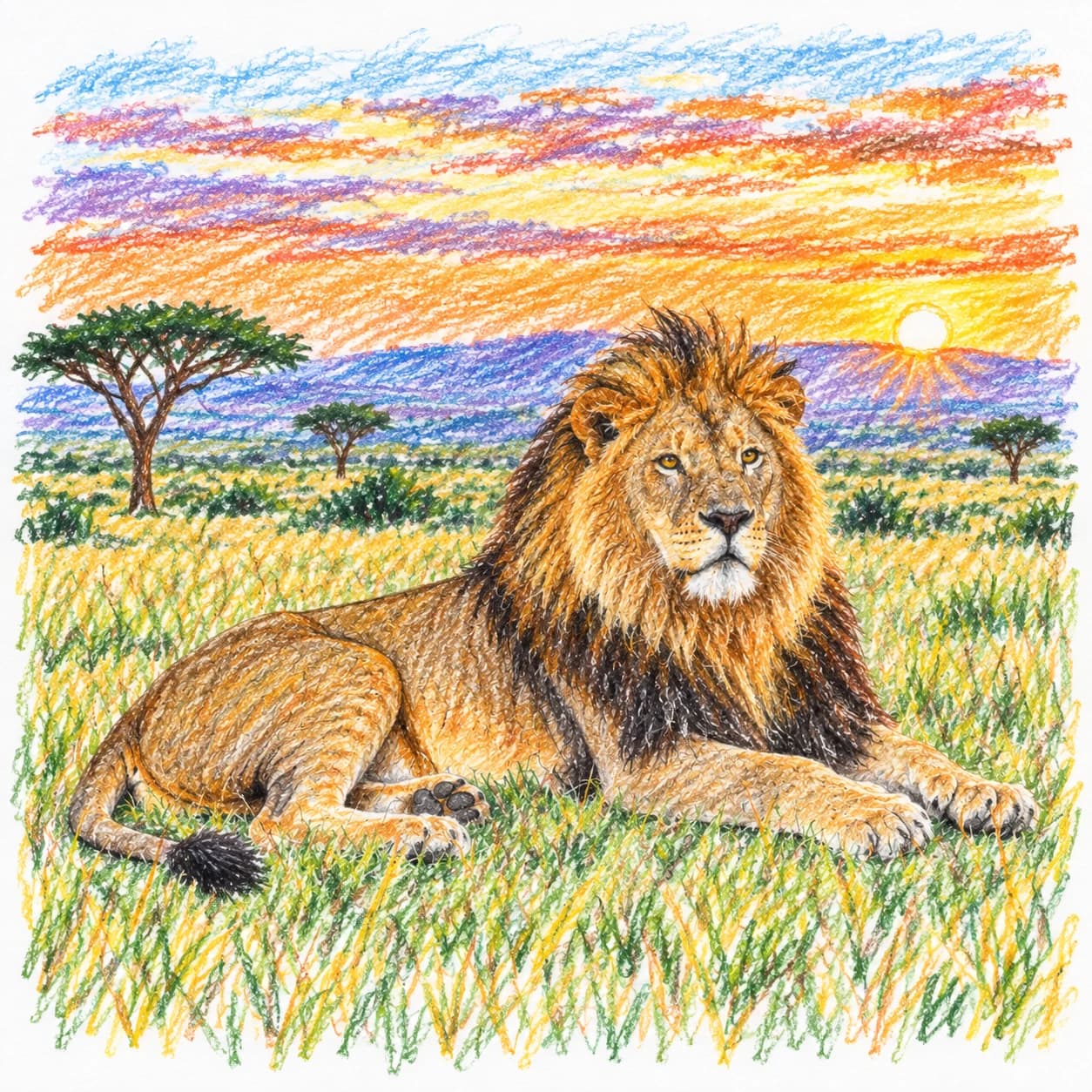 Modèle colorié: Coloriage de lion